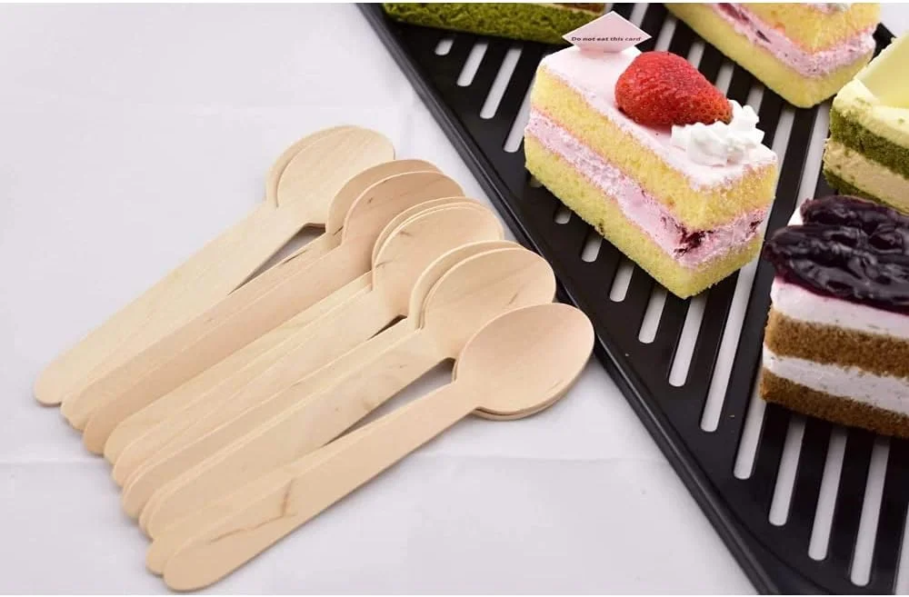 قاشق چوبی یکبار مصرف SNH Packing، بسته 50 عددی، چوبی