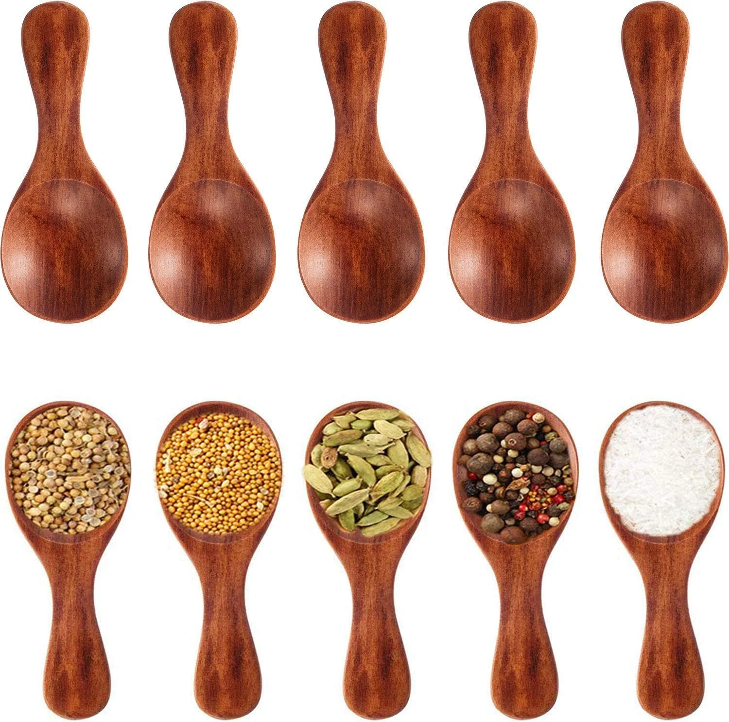 اوآسیس گالور بسته 10 عددی قاشق چوبی کوچک، قاشق چوبی برای شیشه ادویه، قاشق عسل، قاشق چای خوری