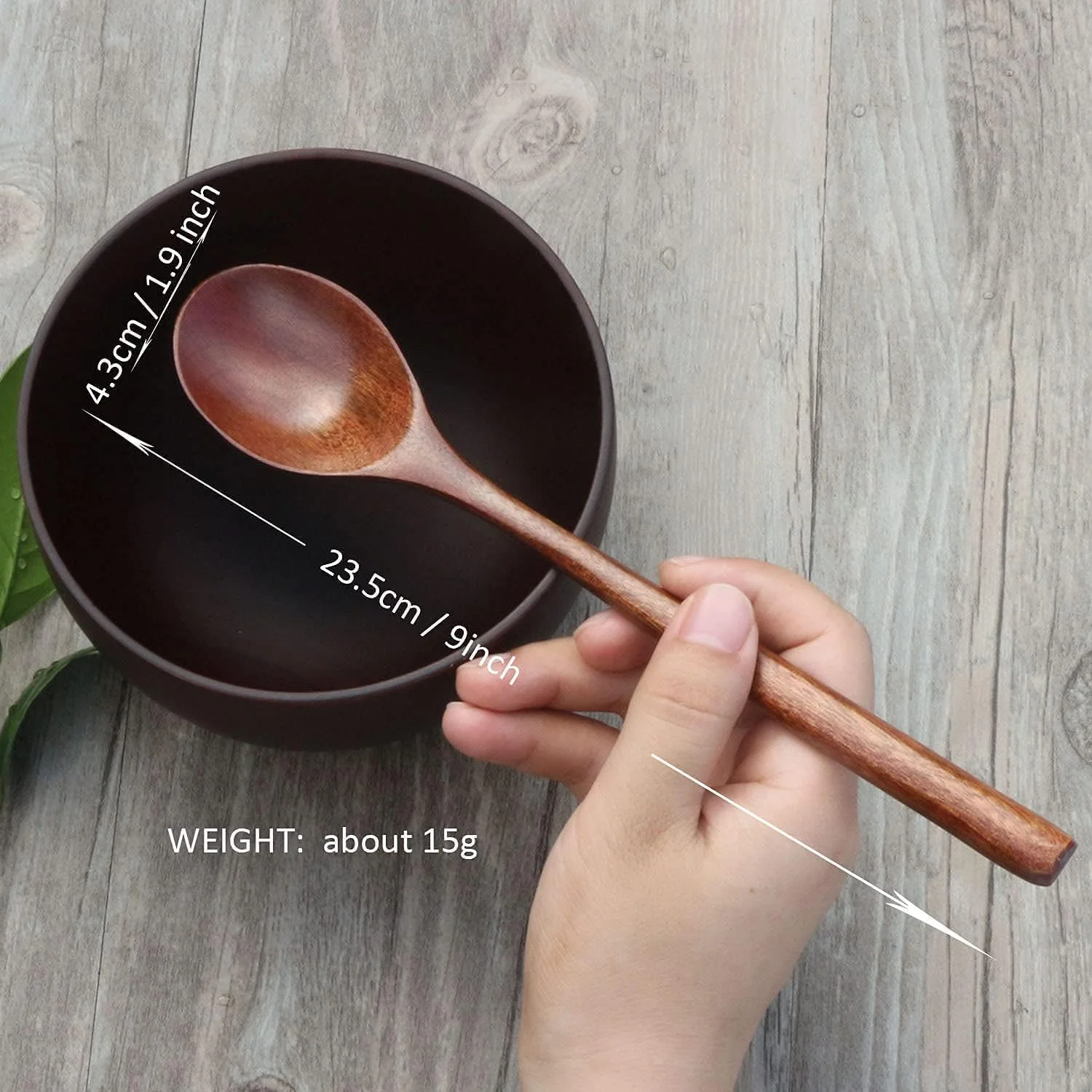 ست قاشق KASTWAVE، 6 قاشق چوبی دسته بلند، ظروف آشپزخانه به سبک ژاپنی، ظروف غذاخوری سازگار با محیط زیست 9 اینچی