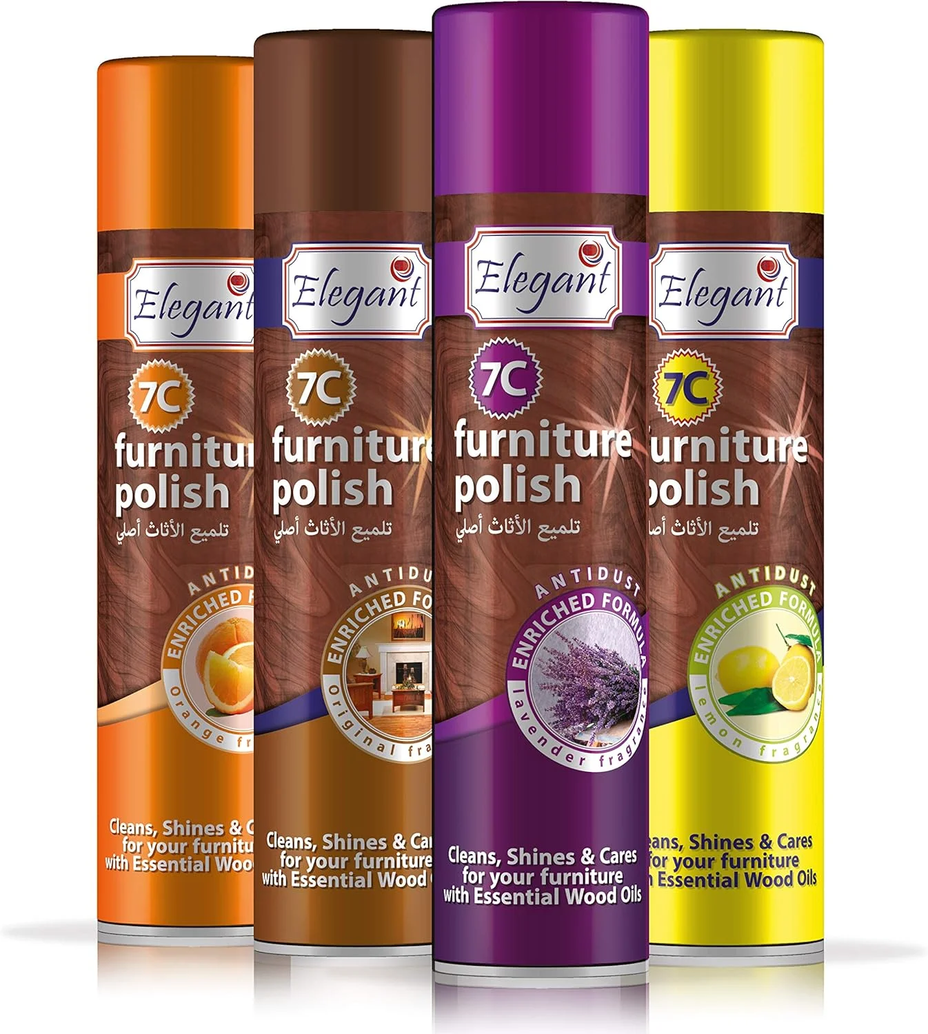 پولیش مبلمان Elegant - 300 میلی لیتر - بسته 4 عددی متنوع - روغن های ضروری چوب - فرمول غنی شده ضد گرد و غبار - تمیز کننده، براق کننده و مراقبت از مبلمان شما پولیش مبلمان Elegant - 300 میلی لیتر - بسته 4 عددی متنوع - روغن های ضروری چوب - فرمول غنی شده ضد گرد و غبار - تمیز کننده، براق کننده و مراقبت از مبلمان شما
