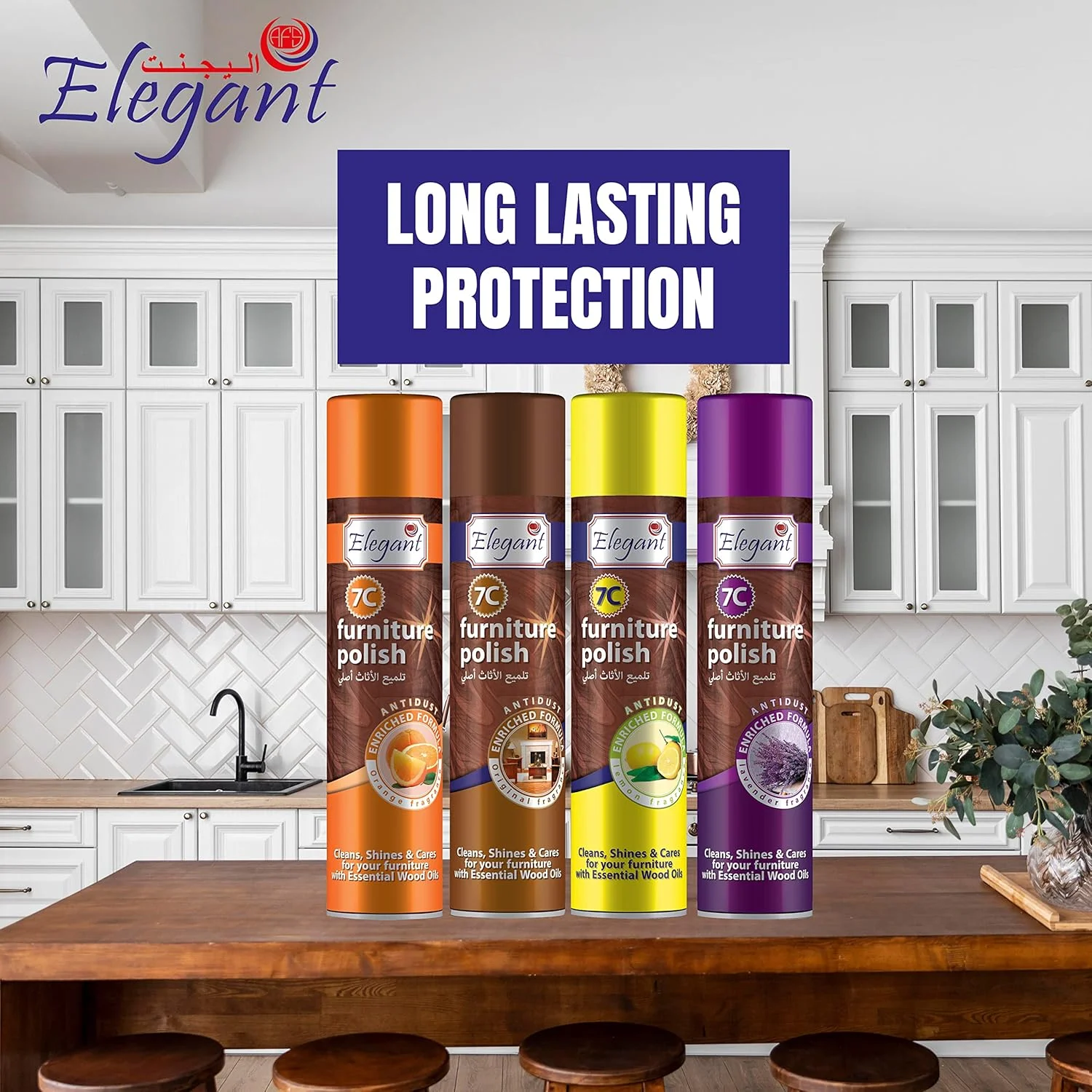 پولیش مبلمان Elegant - 300 میلی لیتر - بسته 4 عددی متنوع - روغن های ضروری چوب - فرمول غنی شده ضد گرد و غبار - تمیز کننده، براق کننده و مراقبت از مبلمان شما پولیش مبلمان Elegant - 300 میلی لیتر - بسته 4 عددی متنوع - روغن های ضروری چوب - فرمول غنی شده ضد گرد و غبار - تمیز کننده، براق کننده و مراقبت از مبلمان شما