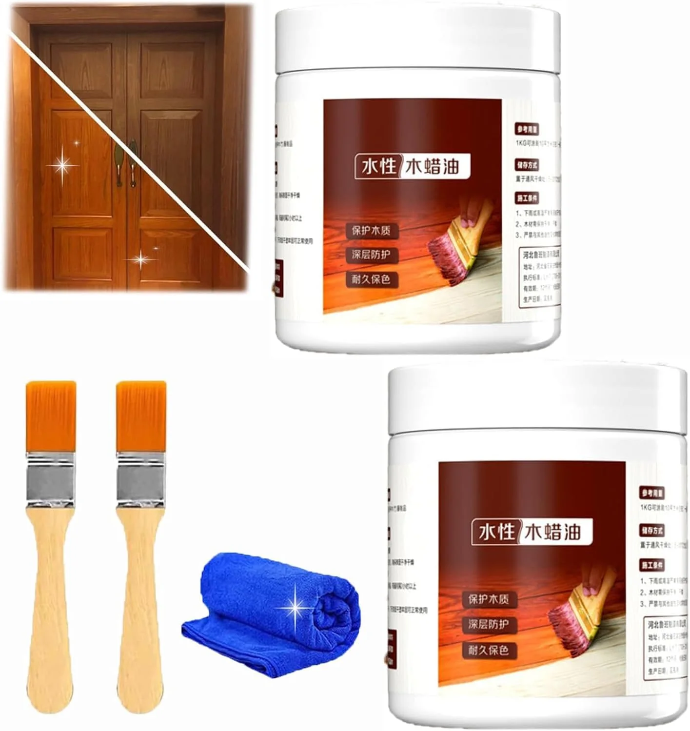 روغن واکس چوب برای مبلمان فضای باز، پولیش و نرم کننده موم زنبور عسل، 2 عدد