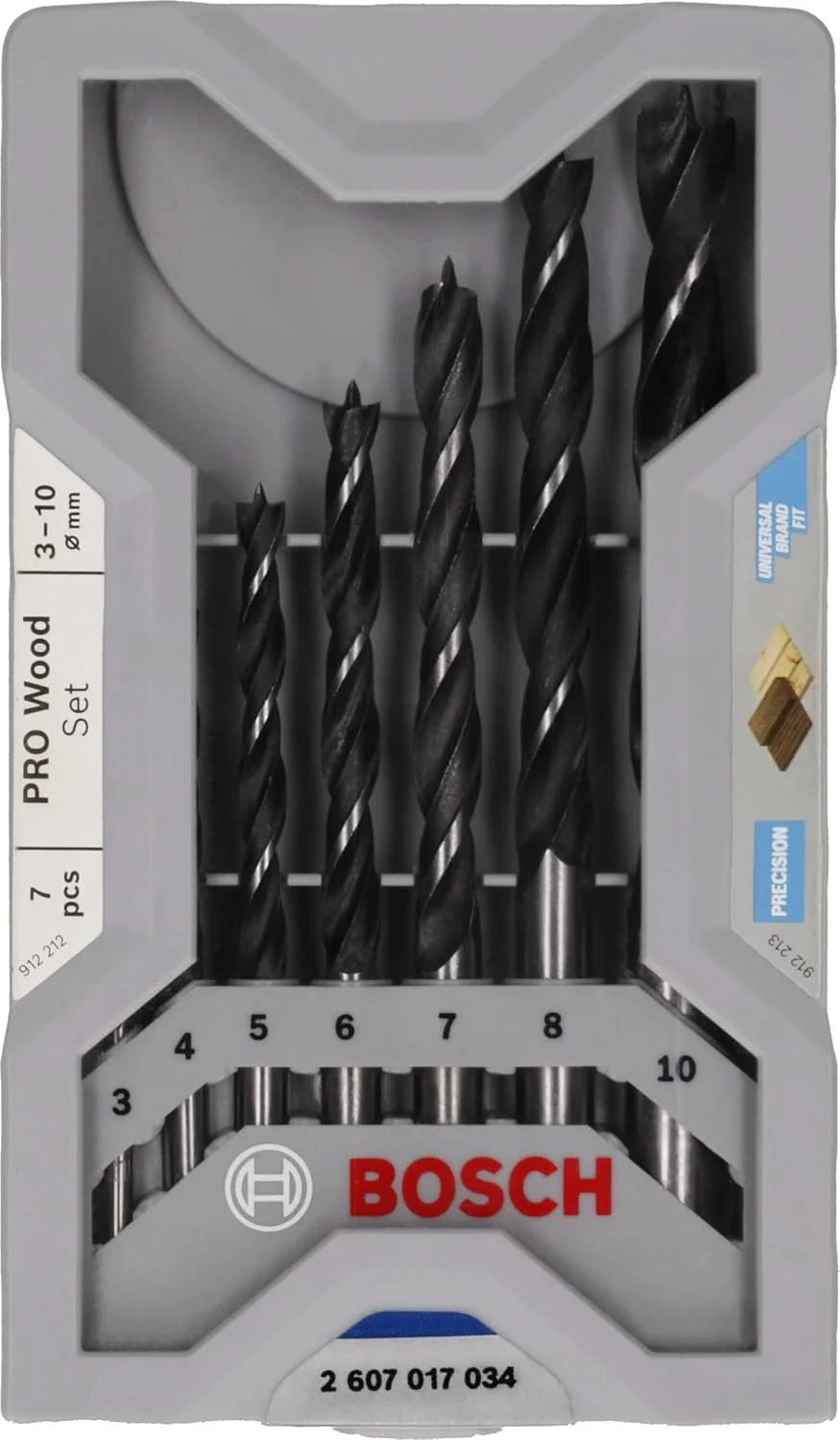 مجموعه مته چوب 7 عددی بوش مدل 2607017034 Professional Robust Line Brad Point (مناسب چوب، لوازم جانبی دریل)، مشکی/نقره ای، 45cm x 40cm x 25cm