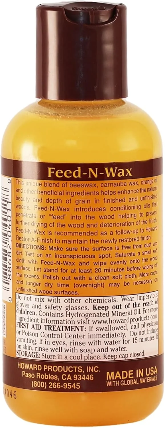 پولیش و نرم کننده چوب موم عسل هاوارد، Feed-N-Wax برای پولیش مبلمان چوبی، 140 میلی لیتر، نارنجی پولیش و نرم کننده چوب موم عسل هاوارد، Feed-N-Wax برای پولیش مبلمان چوبی، 140 میلی لیتر، نارنجی
