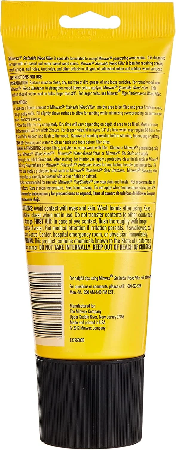 بتونه چوب رنگ پذیر Minwax - 6 اونس، شفاف بتونه چوب رنگ پذیر Minwax - 6 اونس، شفاف