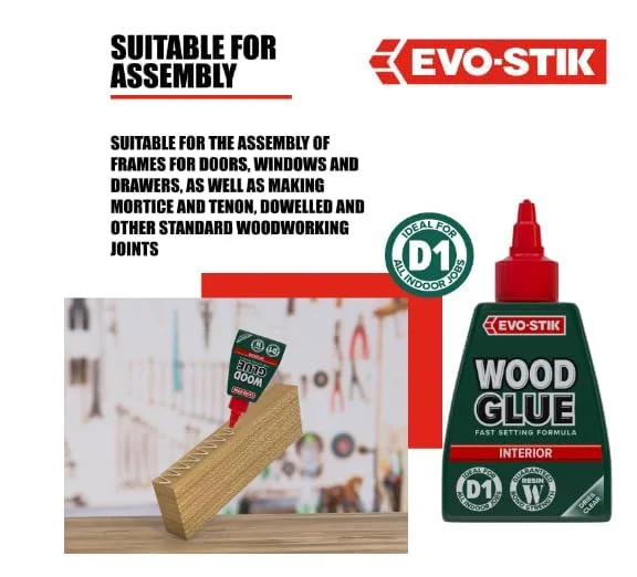 چسب چوب EVO-STIK - مخصوص فضای داخلی، فوق العاده قوی، گیرایش سریع، مناسب برای انواع چوب، خشک شدن شفاف، 125 میلی لیتر چسب چوب EVO-STIK - مخصوص فضای داخلی، فوق العاده قوی، گیرایش سریع، مناسب برای انواع چوب، خشک شدن شفاف، 125 میلی لیتر
