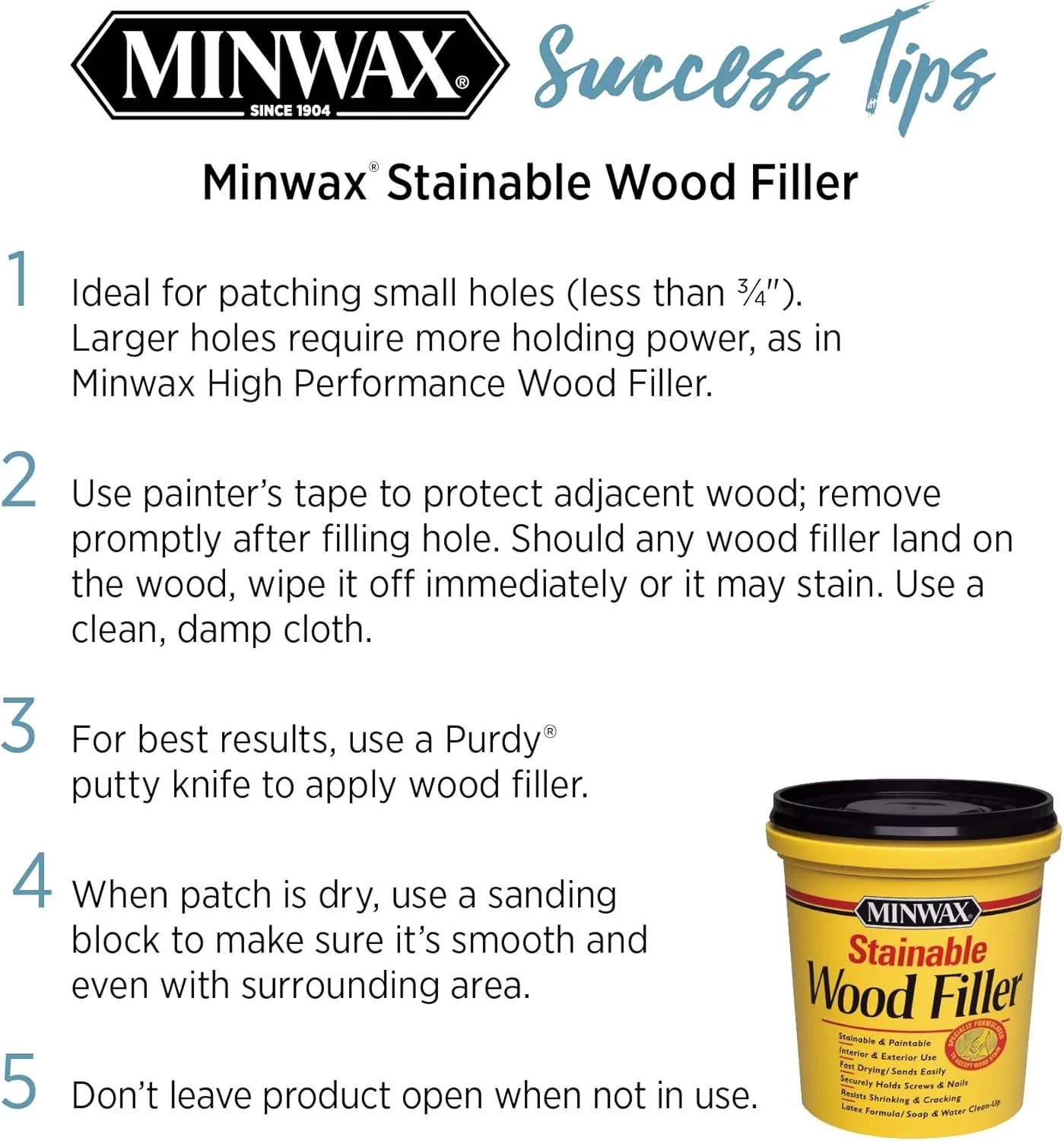 بتونه چوب رنگ پذیر Minwax - 6 اونس، شفاف بتونه چوب رنگ پذیر Minwax - 6 اونس، شفاف