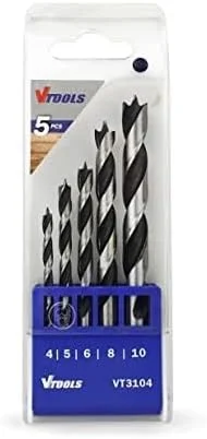 مجموعه مته 5 عددی چوب VTOOLS (4، 5، 6، 8 و 10 میلی متر)، آبی/خاکستری، VT3104 مجموعه مته 5 عددی چوب VTOOLS (4، 5، 6، 8 و 10 میلی متر)، آبی/خاکستری، VT3104