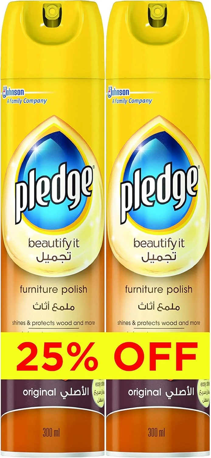 اسپری پولیش مبلمان Pledge Beautify It، رایحه اصلی، به آرامی تمیز می کند، از سطوح چوبی محافظت و آنها را براق می کند، 2 عدد 300 میلی لیتری