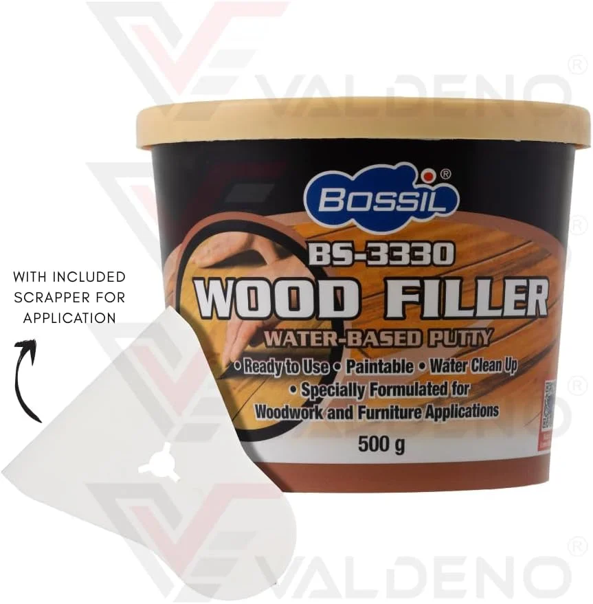 بتونه چوب نجار HUNTER توسط Bossil با اپلیکاتور، پایه آب، 500 گرم، طبیعی بتونه چوب نجار HUNTER توسط Bossil با اپلیکاتور، پایه آب، 500 گرم، طبیعی