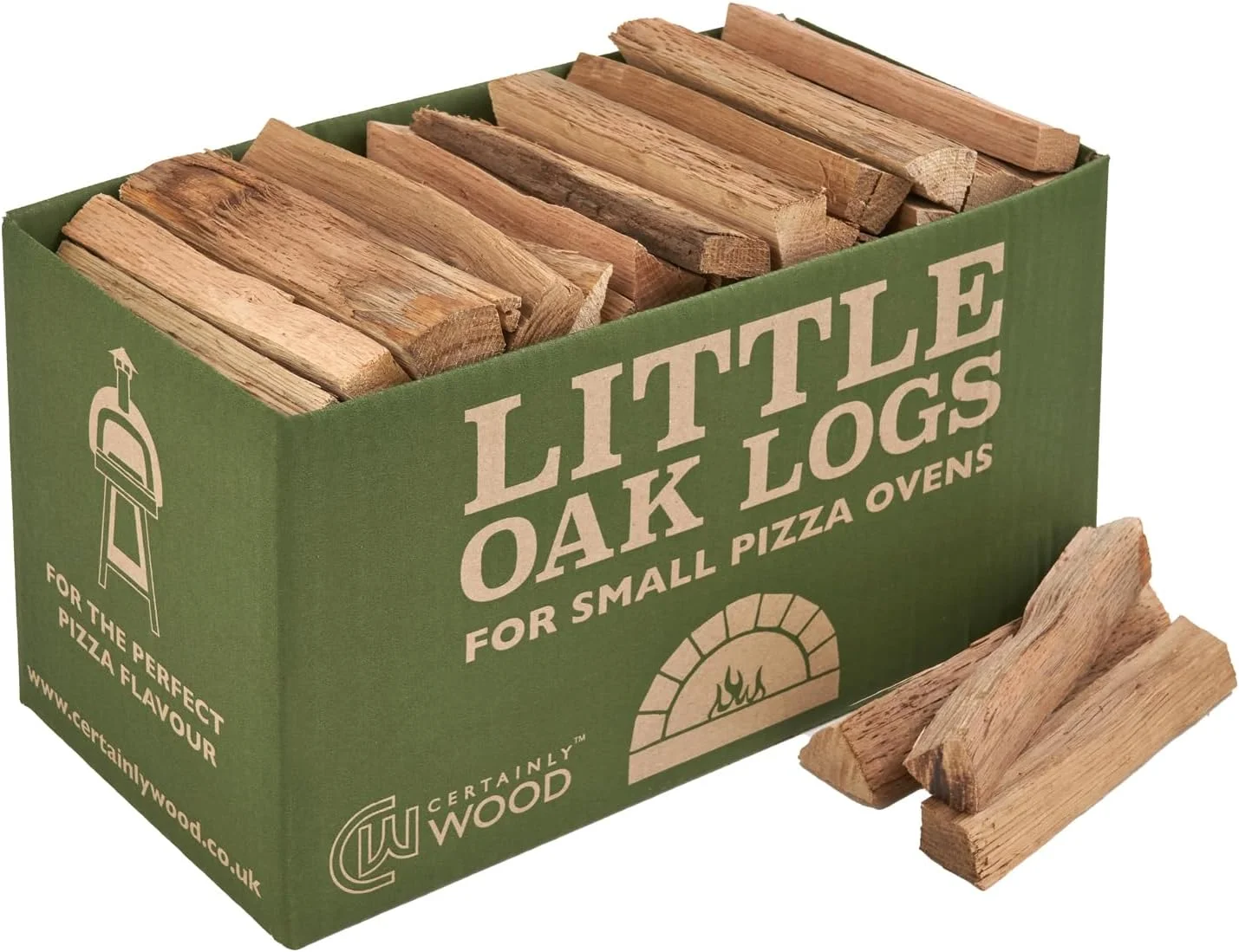 چوب پیتزا بلوط Certainly Wood - چوب خشک کوره ای برای اجاق های پیتزا کوچک و مینی - چوب سخت با قابلیت اشتعال سریع - سوختن طولانی و دمای بالا - دارای مجوز Ready to Burn - تهیه شده به صورت پایدار