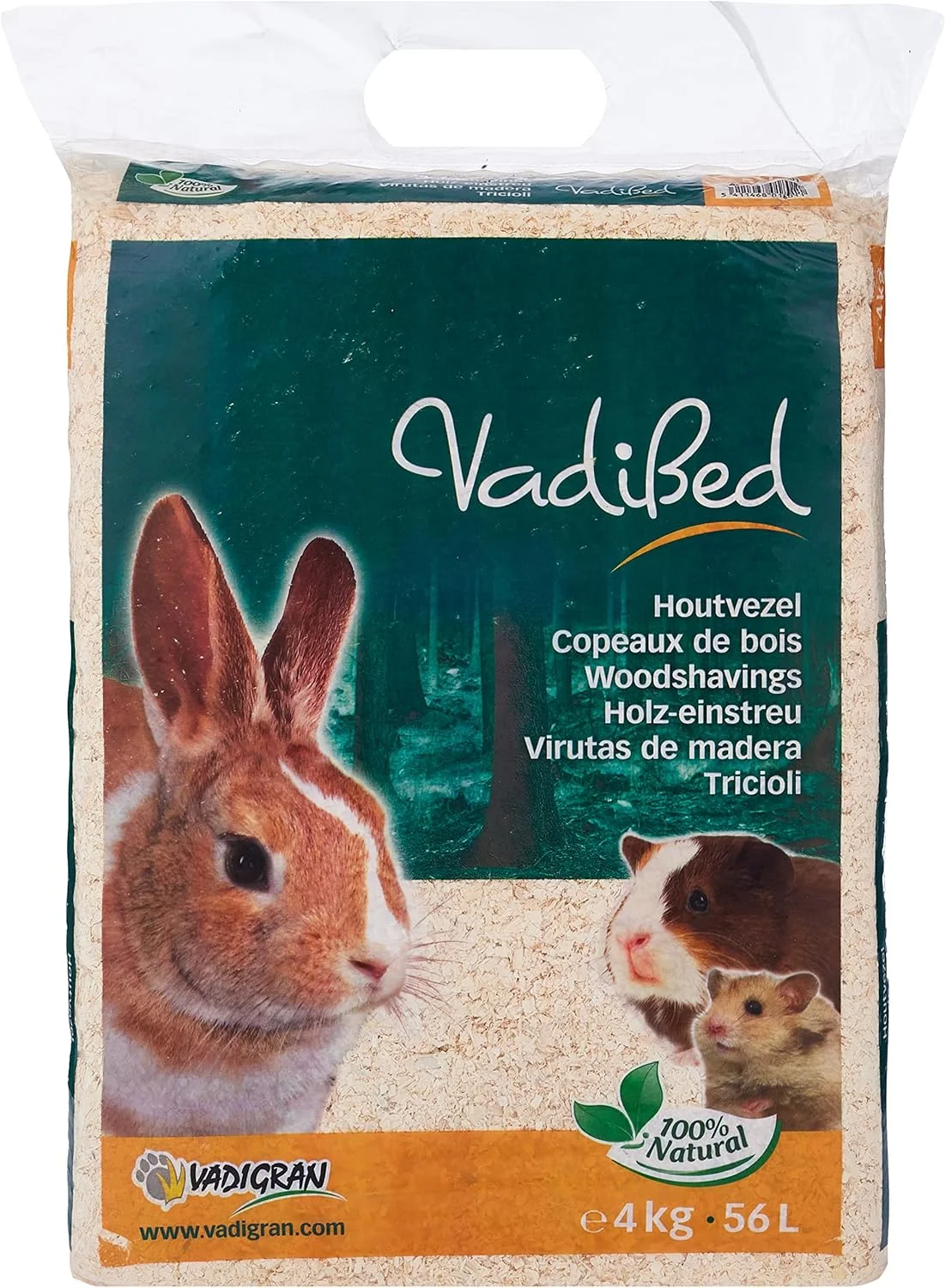 تراشه های چوبی بستر حیوانات کوچک وادیگران مدل Vadibed حجم 56 لیتر، وزن 4 کیلوگرم