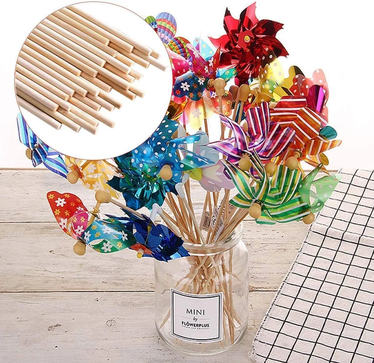 میله چوبی JieGuanG، 30 عدد میله چوبی گرد برای پروژه های صنایع دستی DIY و آثار هنری، 5 میلی متر در 20 سانتی متر
