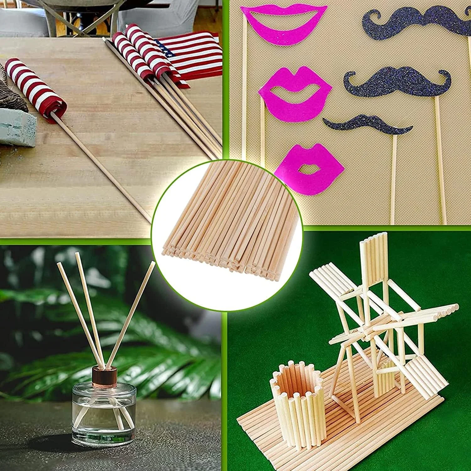 میله چوبی JieGuanG، 30 عدد میله چوبی گرد برای پروژه های صنایع دستی DIY و آثار هنری، 5 میلی متر در 20 سانتی متر