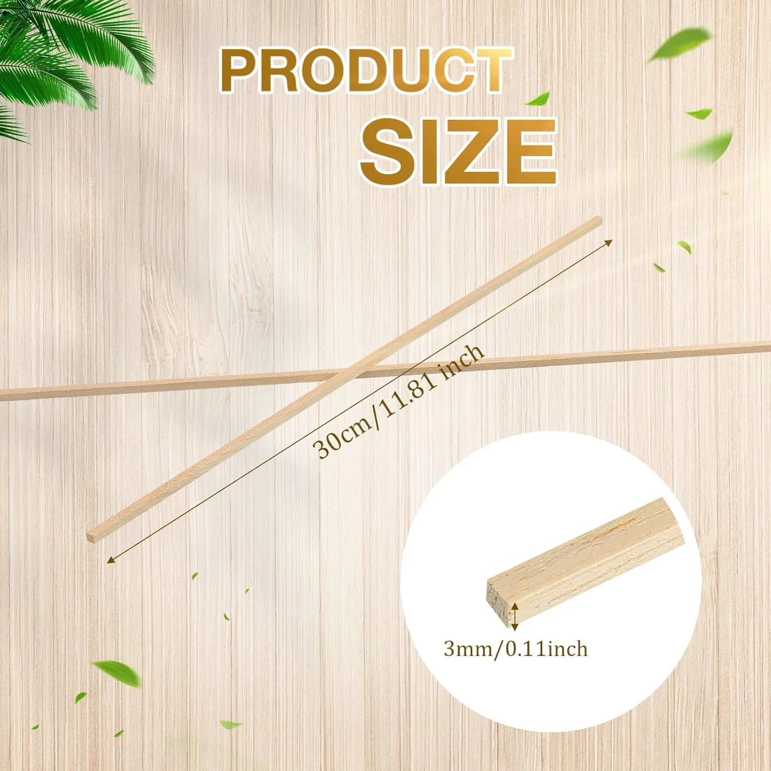 چوب های مربعی چوب پالونیا یالی کوپ 240 عددی، طول 30 سانتی متر، عرض و ارتفاع 3 میلی متر، توصیه شده برای صنایع دستی DIY