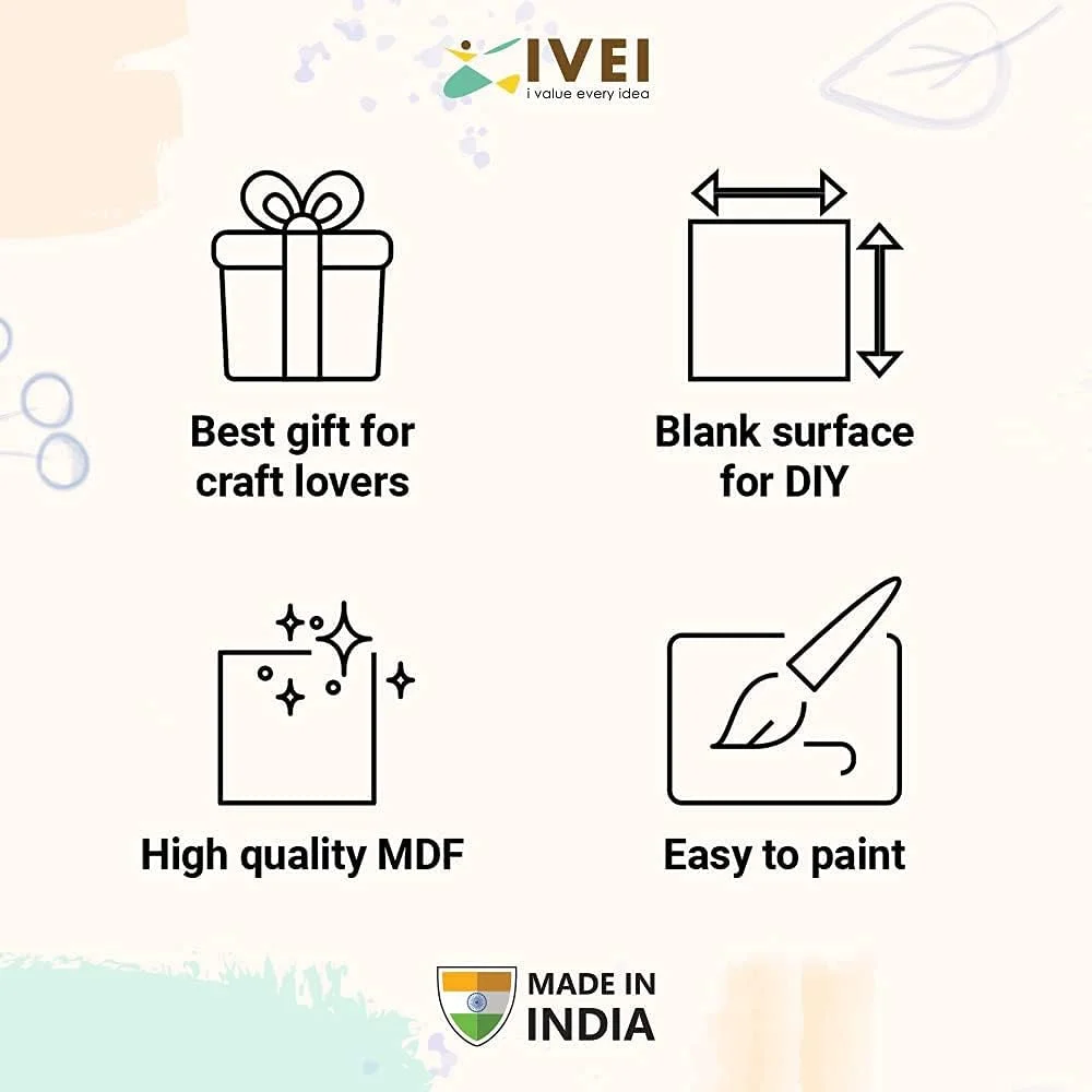 زیرلیوانی ام دی اف نازک IVEI DIY برای کاردستی - زیرلیوانی چوبی ساده ام دی اف برش خورده مربع شکل برای نقاشی، دکوپاژ، کارهای هنری رزینی و تزئین - مجموعه 20 عددی (3.5 اینچ در 3.5 اینچ)