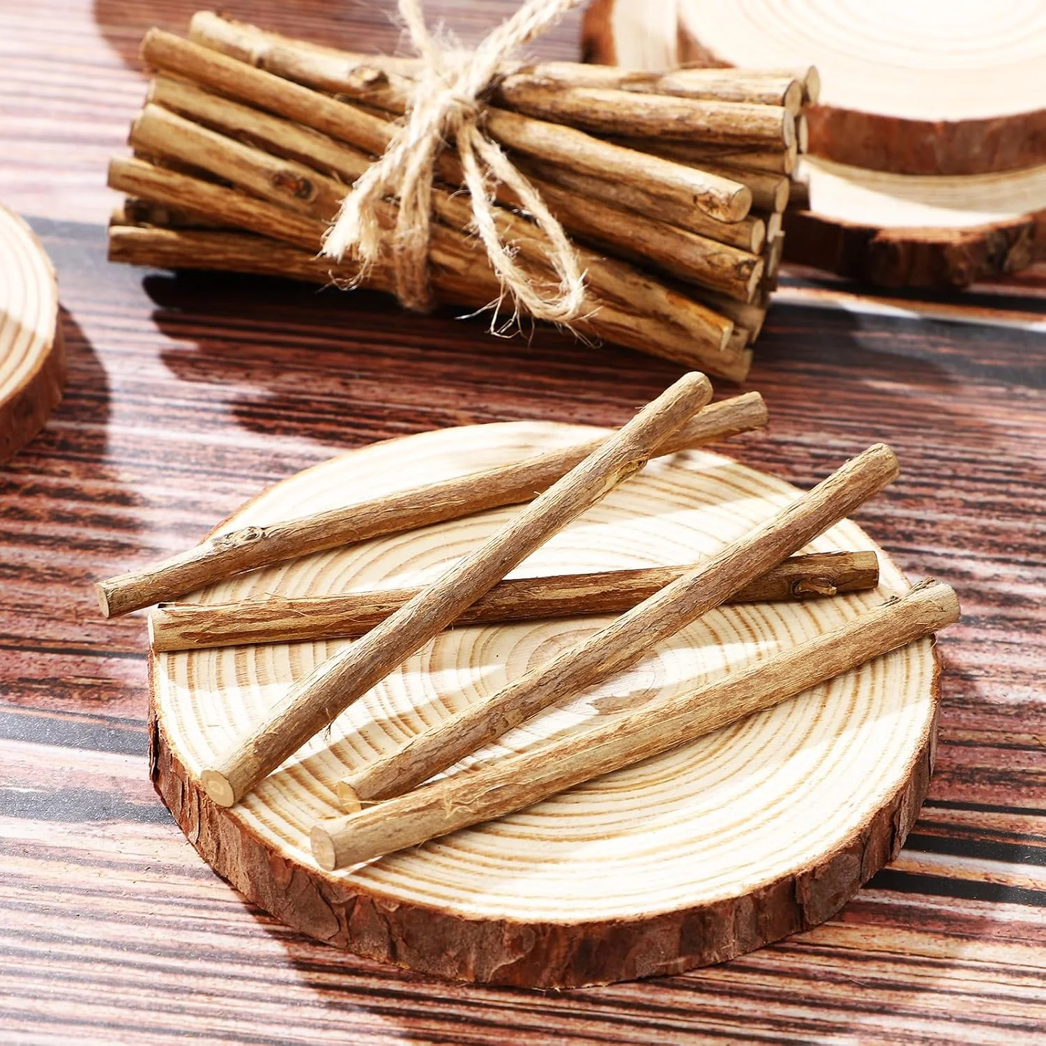 ویلاکیس 50 عدد چوب دستی چوبی برای صنایع دستی، مینی کنده درخت، چوب دستی صاف، شاخه های توس، ایده آل برای DIY، لوازم عکس، دکوراسیون منزل، متوسط
