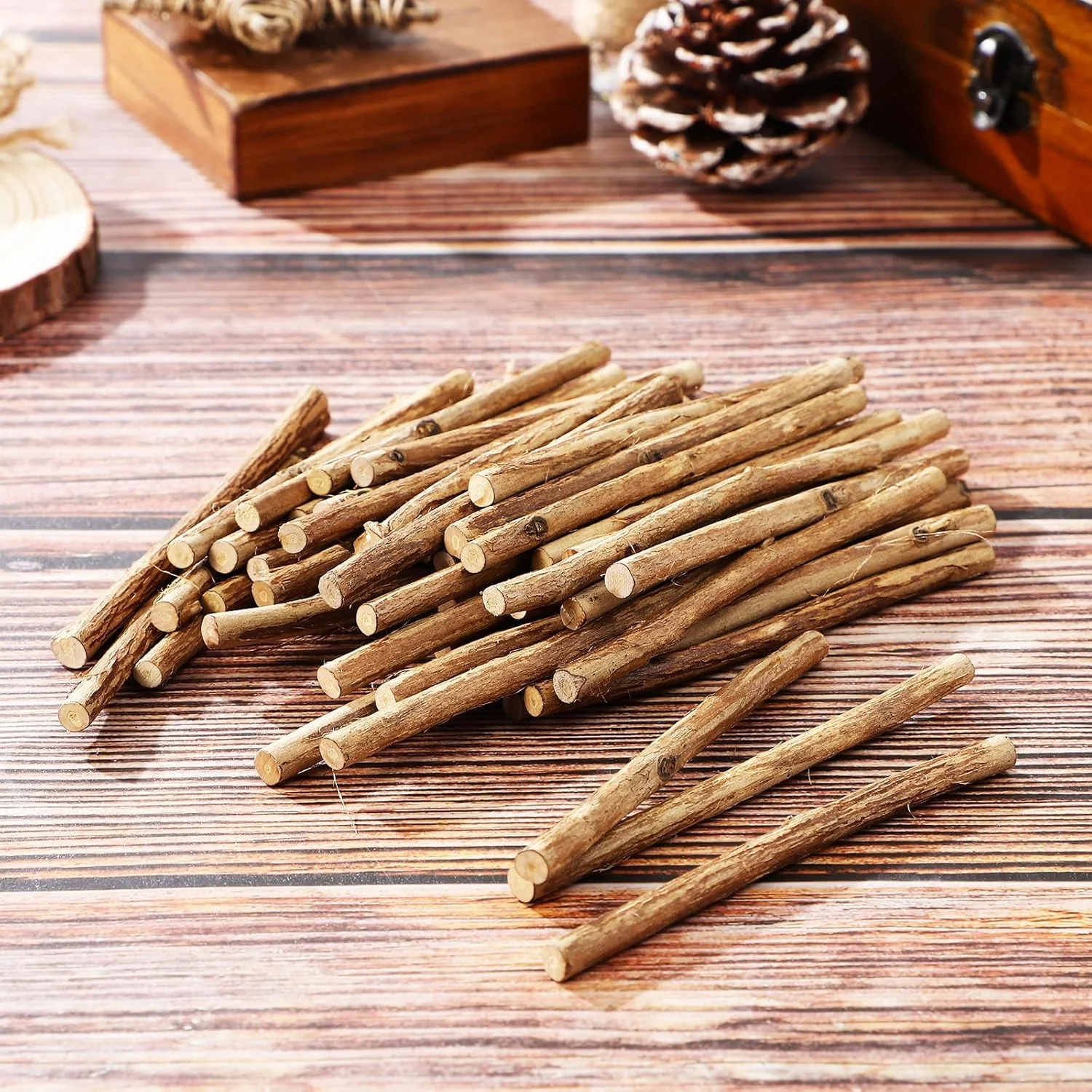 ویلاکیس 50 عدد چوب دستی چوبی برای صنایع دستی، مینی کنده درخت، چوب دستی صاف، شاخه های توس، ایده آل برای DIY، لوازم عکس، دکوراسیون منزل، متوسط