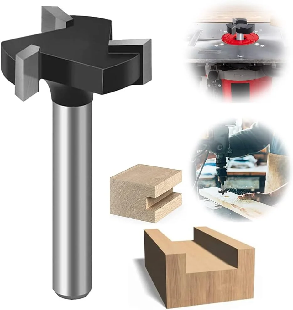 تیغ فرز CNC فولاد تندبر ELECDON مدل T شکل برای نجاری، شفت 6 میلی‌متری، ابزار رنده و اره سوراخ‌بر