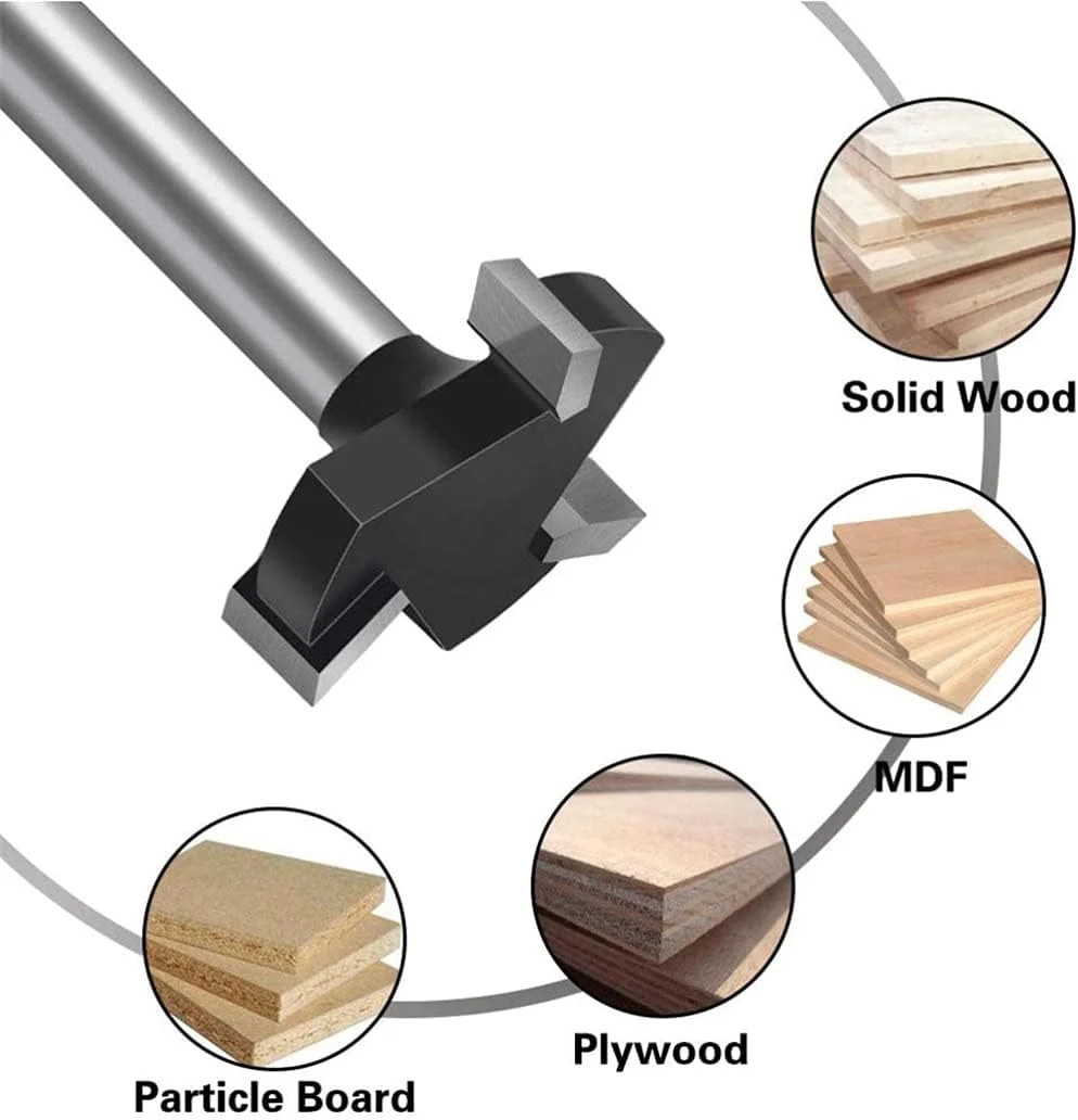 تیغ فرز CNC فولاد تندبر ELECDON مدل T شکل برای نجاری، شفت 6 میلی‌متری، ابزار رنده و اره سوراخ‌بر