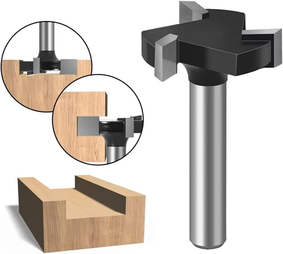تیغ فرز CNC فولاد تندبر ELECDON مدل T شکل برای نجاری، شفت 6 میلی‌متری، ابزار رنده و اره سوراخ‌بر