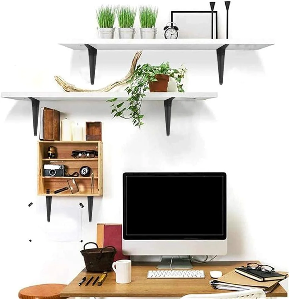 براکت قفسه ELECDON، 4 x 3 اینچ، براکت قفسه شناور فلزی مشکی سنگین، براکت L آهنی تزئینی روستایی، براکت های J دیوار فرشته گوشه ای برای قفسه های چوبی (بسته 20 عددی)