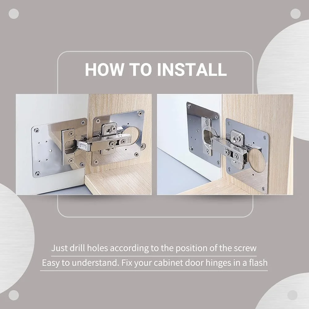 کیت صفحه تعمیر لولای کابینت ELECDON با سوراخ، تعمیر لولا برای درب کابینت، براکت های تعمیر لولا، تعمیر پانل های درب استیل ضد زنگ لولا دار، برای چوب، مبلمان، قفسه ها، کابینت
