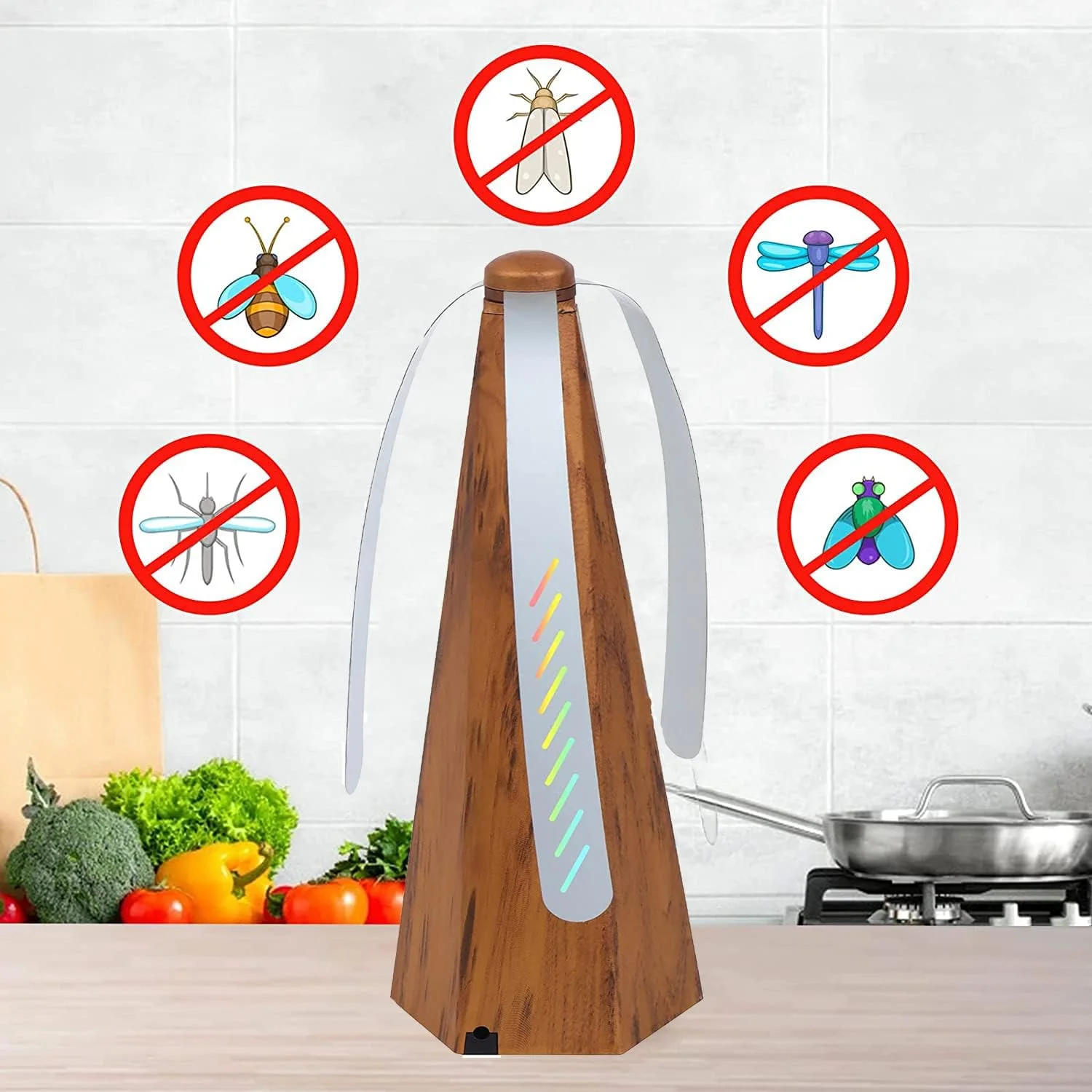 پنکه دور کننده مگس ELECDON برای میز، پنکه رومیزی قابل حمل با طرح چوب، برای استفاده در فضای باز و داخل خانه، مگس ها و حشرات را بدون استفاده از مواد شیمیایی از غذای شما دور نگه می دارد و از وعده غذایی خود در فضای باز بدون اسپری حشرات لذت ببرید