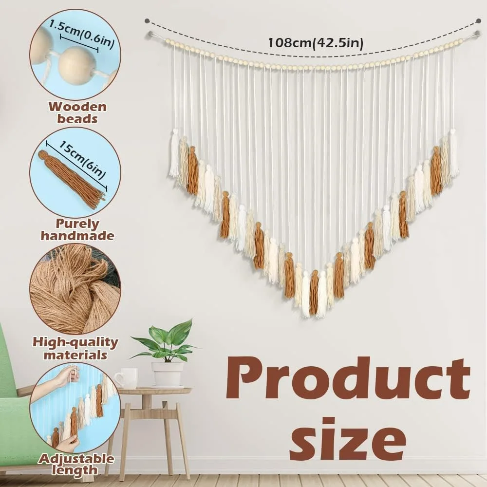 آویز دیواری مکرومه بزرگ ELECDON، دکور دیوار بوهو با مهره های چوبی، پرده بافته شده، آویز تزئینی مکرومه بوهمی با منگوله های رنگارنگ برای اتاق کودک، اتاق نشیمن، اتاق خواب، آشپزخانه، مهمانی (86x79 سانتی متر) آویز دیواری مکرومه بزرگ ELECDON، دکور دیوار بوهو با مهره های چوبی، پرده بافته شده، آویز تزئینی مکرومه بوهمی با منگوله های رنگارنگ برای اتاق کودک، اتاق نشیمن، اتاق خواب، آشپزخانه، مهمانی (86x79 سانتی متر)