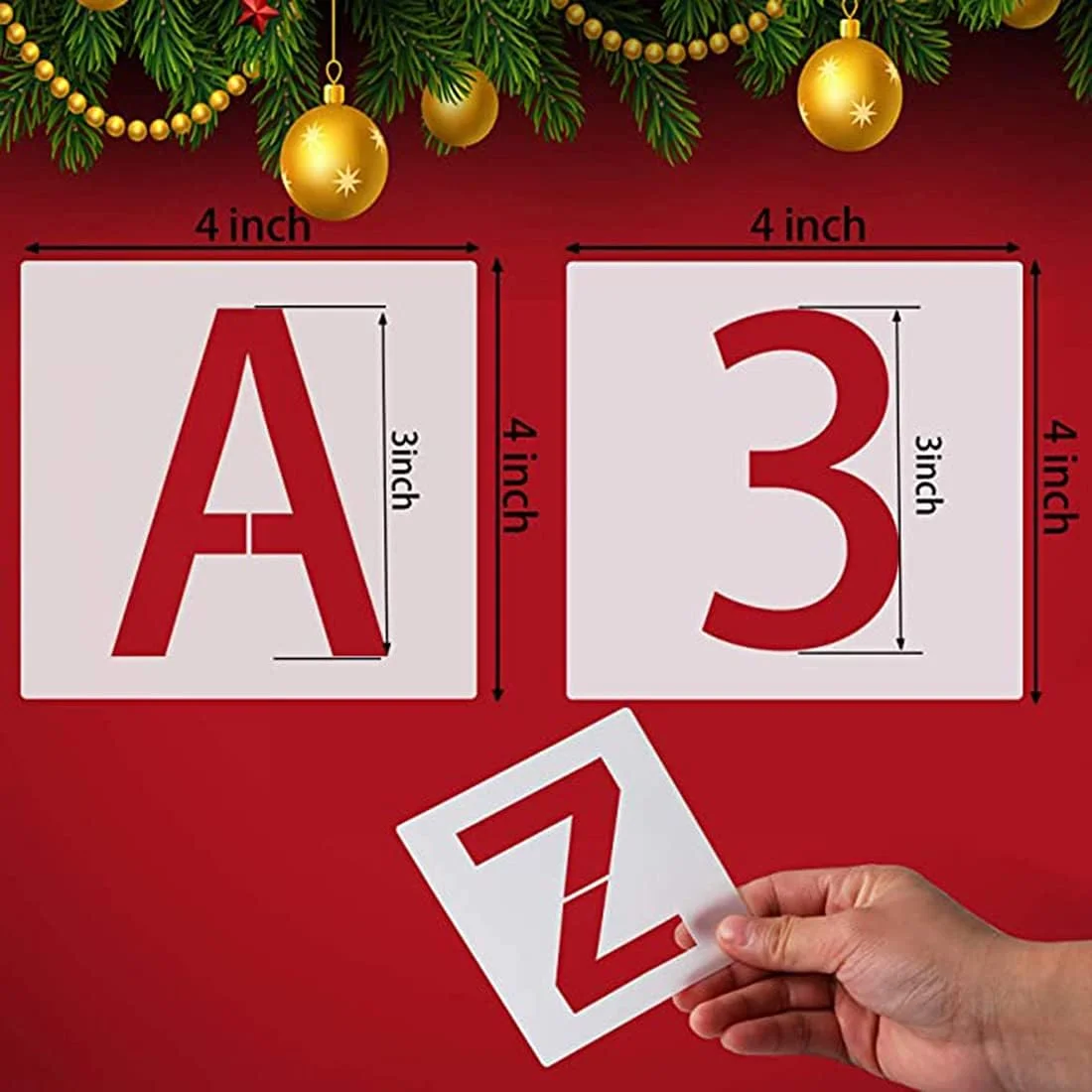 الگوهای حروف الفبای بزرگ و اعداد ELECDON، 36 عددی، الگوهای حروف قابل استفاده مجدد برای نقاشی روی چوب، دیوار، پارچه، تخته سیاه، شیشه (4 اینچ)