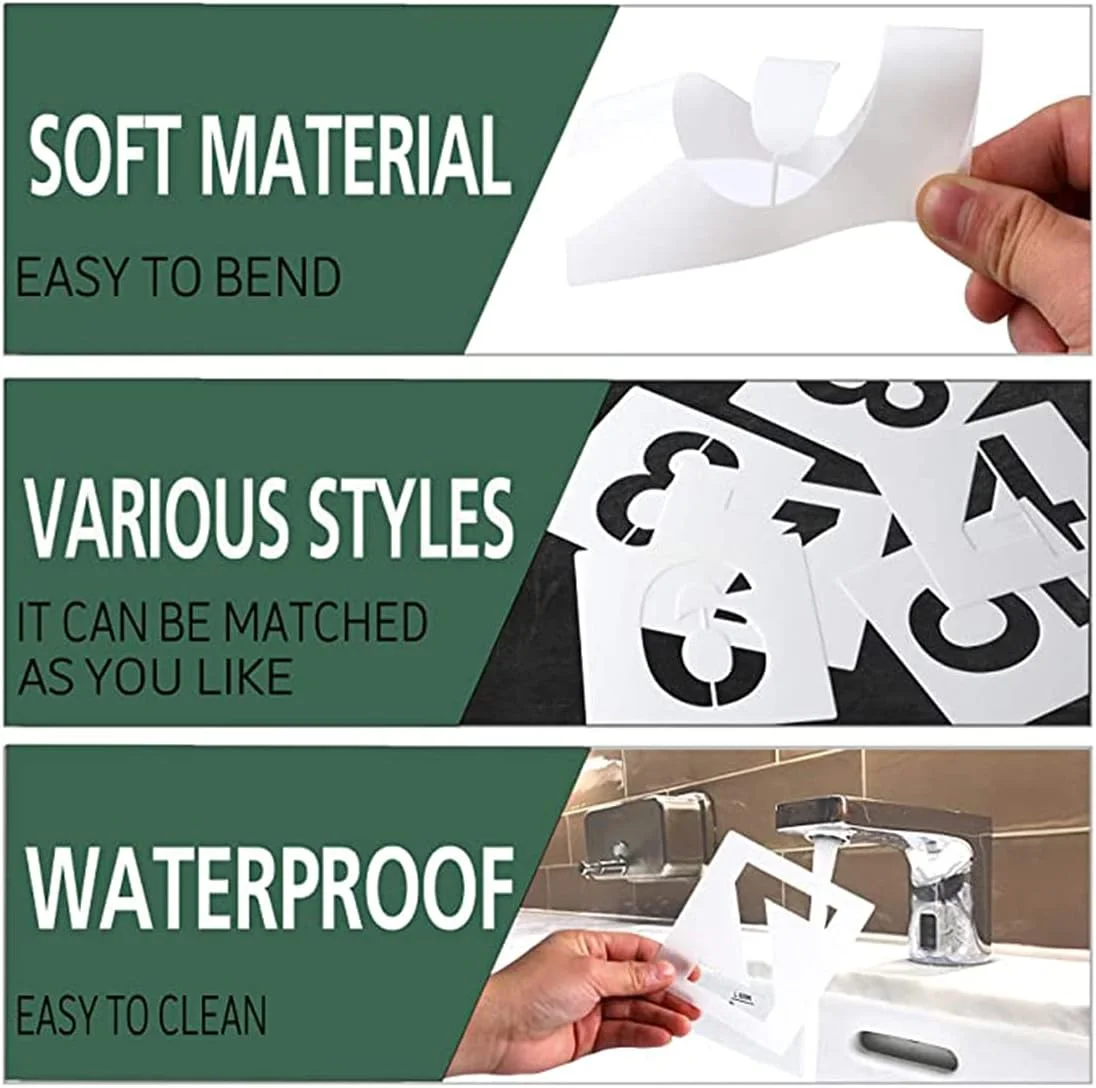 الگوهای حروف الفبای بزرگ و اعداد ELECDON، 36 عددی، الگوهای حروف قابل استفاده مجدد برای نقاشی روی چوب، دیوار، پارچه، تخته سیاه، شیشه (4 اینچ)