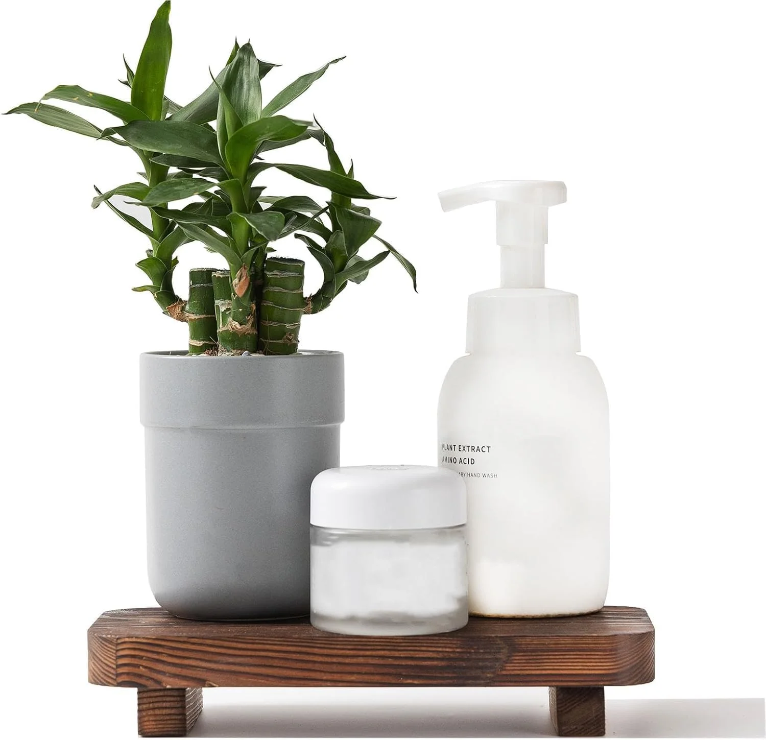 سینی چوبی پایه دار ELECDON، استند سینی گردویی برای حمام، پیشخوان آشپزخانه، نمایش عطر، قفسه گیاه، 9 x 4 اینچ
