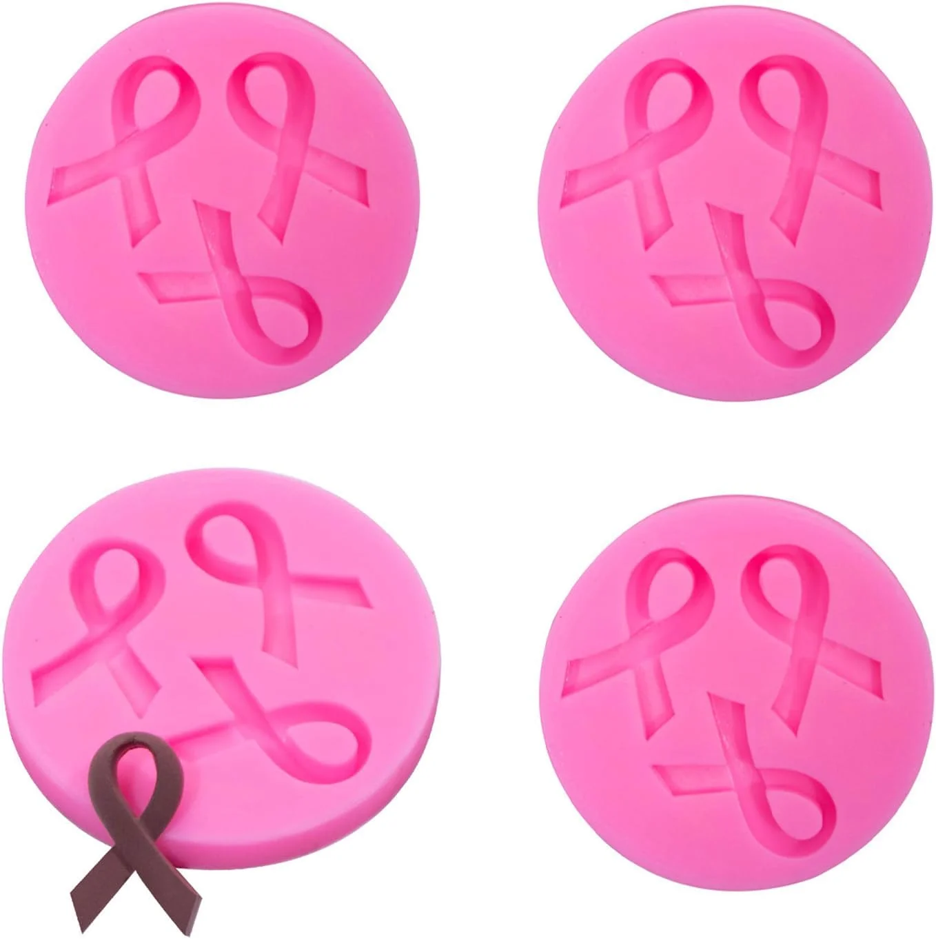 قالب سیلیکونی طرح روبان 3 عددی برای جشن آگاهی از سرطان سینه، تولد، عروسی، تزئین کیک و شکلات دست ساز