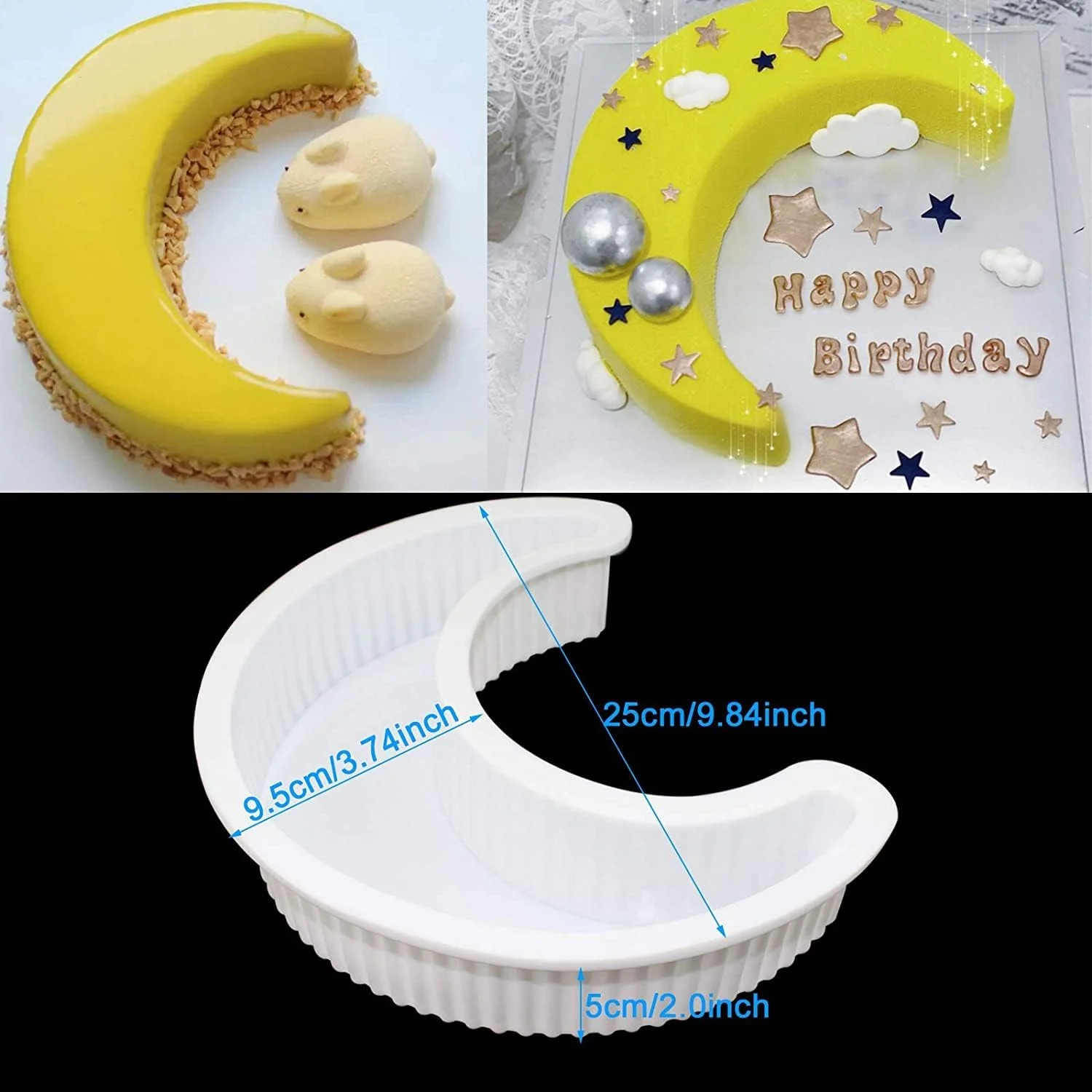 قالب سیلیکونی کیک طرح ماه سه بعدی، قالب موس کیک، قالب پیتزا و نان