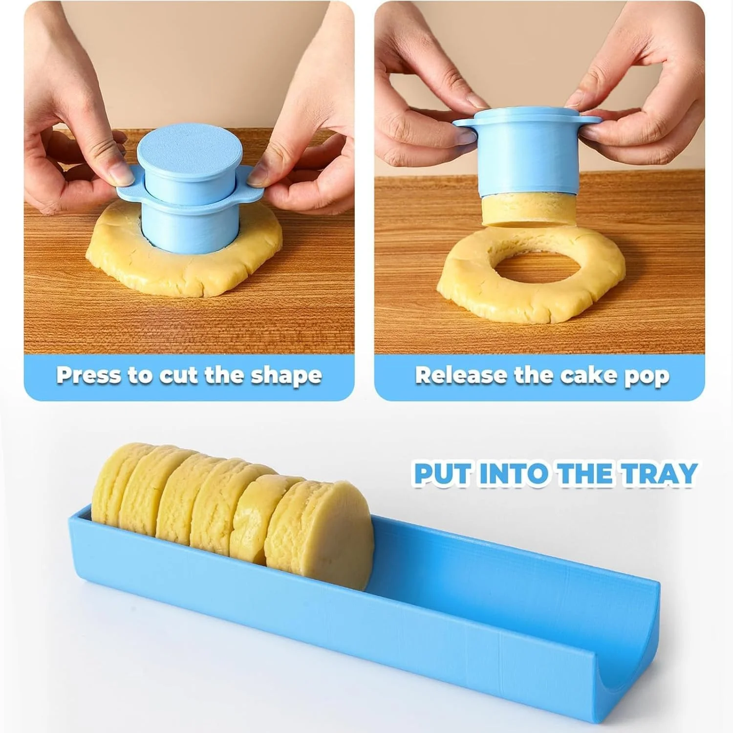 قالب گرد کیک پاپ با سینی 9 اینچی، برش و فشار دهنده کیک پاپ چاپ سه بعدی، قالب های پخت برای پخت خانگی، جشن تولد، دسرهای عروسی