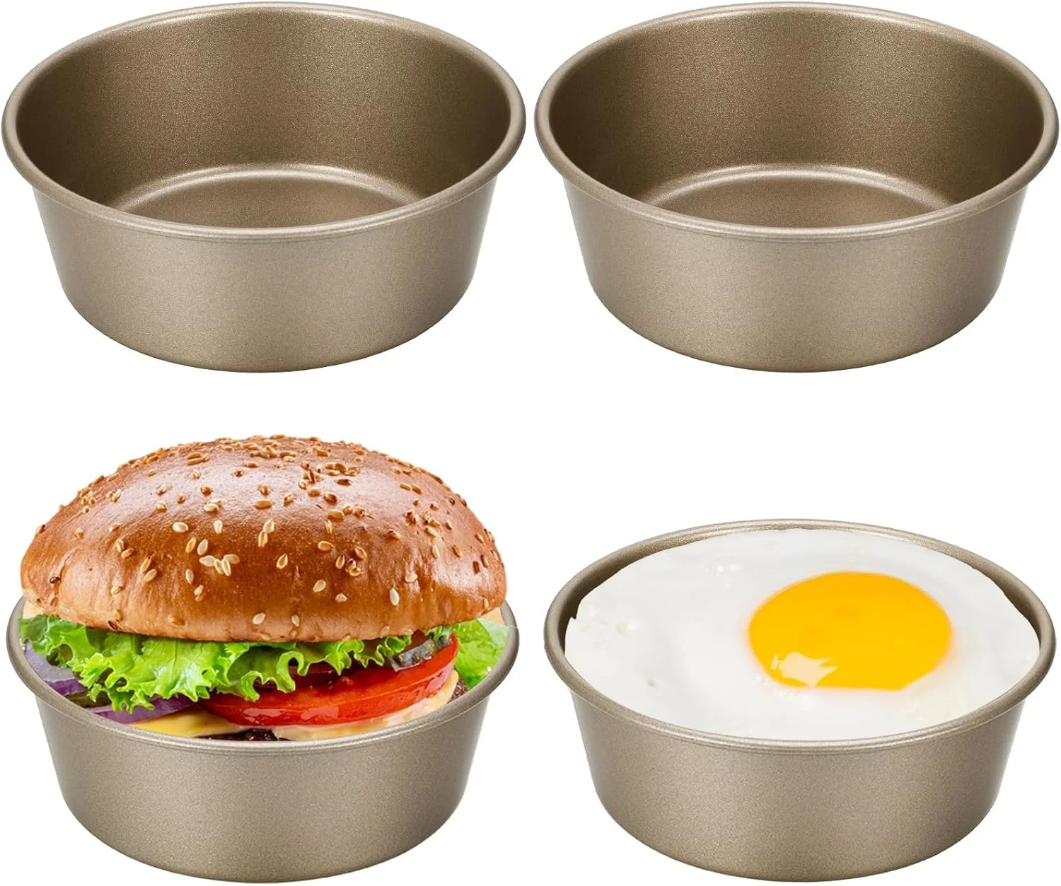 قالب کیک گرد Azonee، بسته 4 عددی، قالب های 4 اینچی برای سرخ کن بادی، قالب آلومینیومی برای لایه های کیک، مناسب برای پخت خانگی، تخم مرغ سرخ کرده، مافین و ساندویچ، ابزار آشپزی خانگی