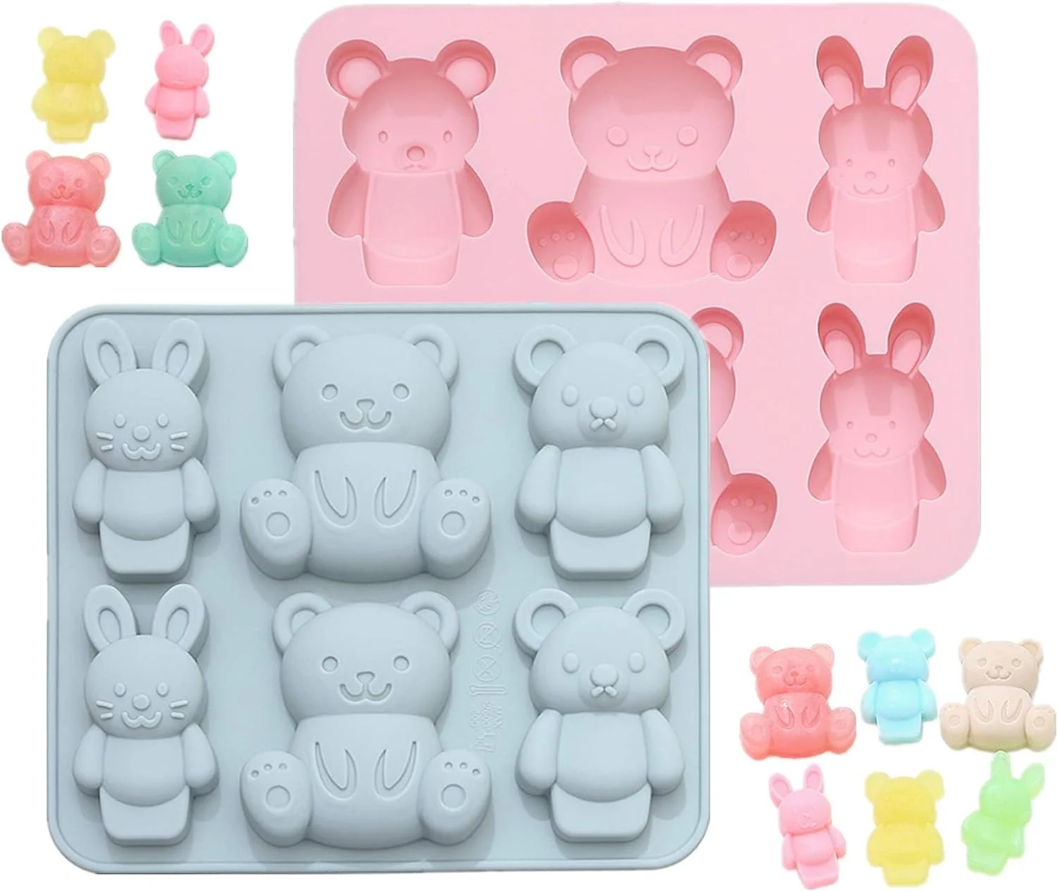 2 عدد قالب ژله سیلیکونی خرس کارتونی، قالب های پخت کیک شکلاتی، ابزار ساخت یخ فوندانت