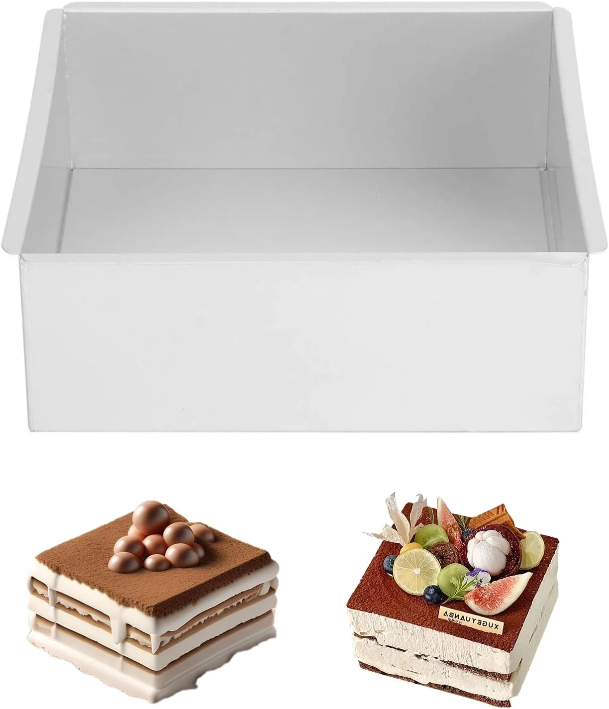 قالب کیک مربع 5 اینچی نالینا از جنس آلومینیوم آنودایز شده با کف جداشدنی، قالب پخت کیک شیفون