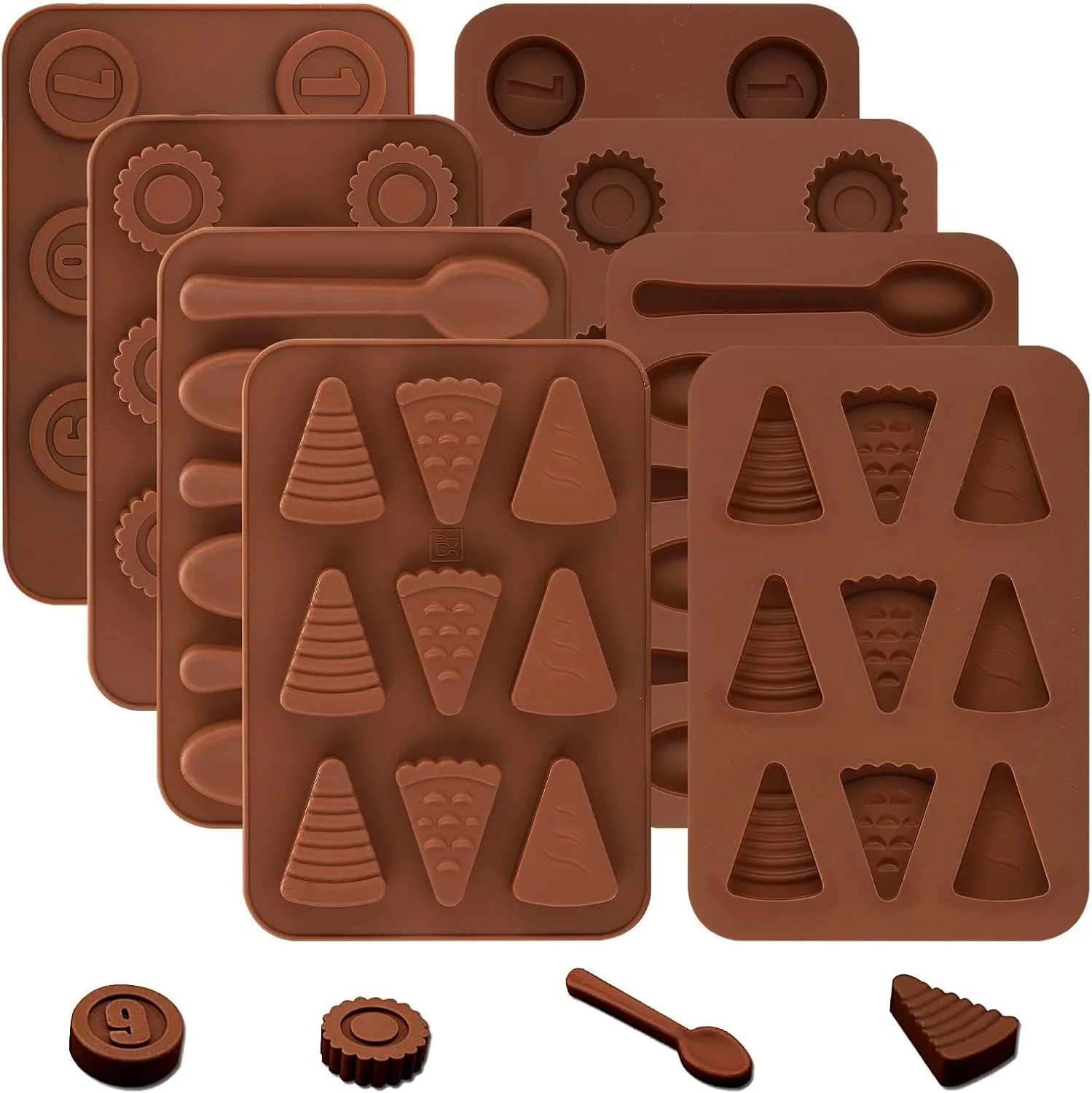 قالب سیلیکونی شکلات و آبنبات NALACAL، بسته 8 عددی - نچسب، سینی های انعطاف پذیر یخ برای صنایع دستی و پخت و پز