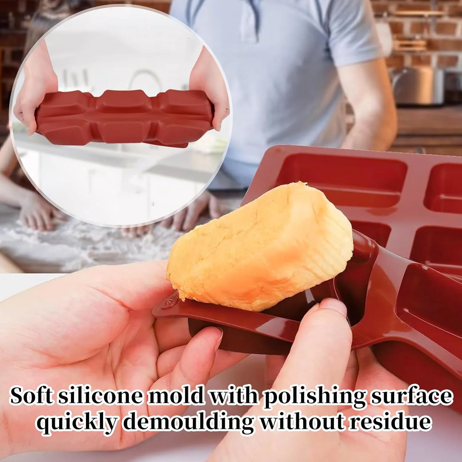 قالب مینی نان سیلیکونی نالاینا، قالب نچسب مینی نان، قالب پخت نان سیلیکونی 12 حفره ای، مناسب برای کیک و نان مینی لوف، گوشت لوف، درجه مواد غذایی و بدون BPA