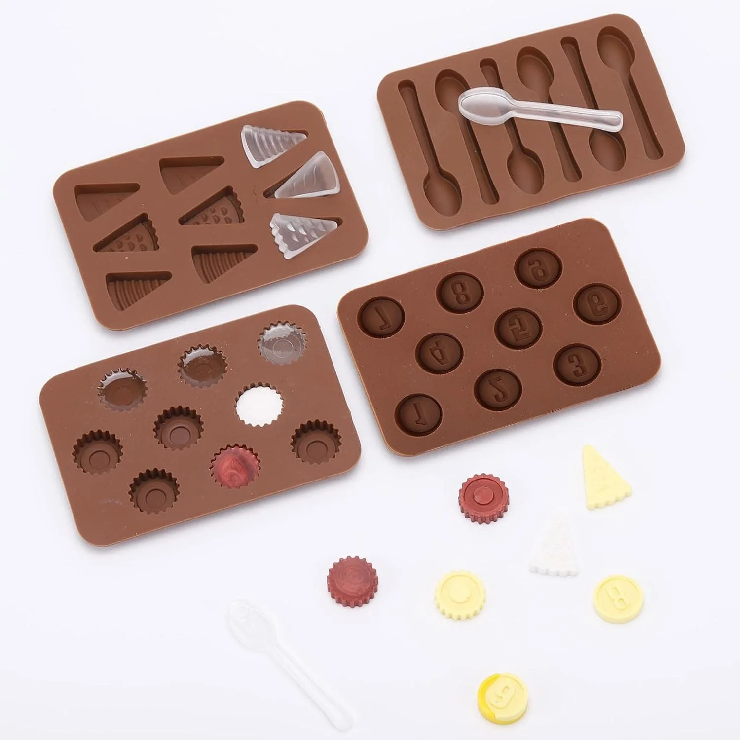 قالب سیلیکونی شکلات و آبنبات NALACAL، بسته 8 عددی - نچسب، سینی های انعطاف پذیر یخ برای صنایع دستی و پخت و پز