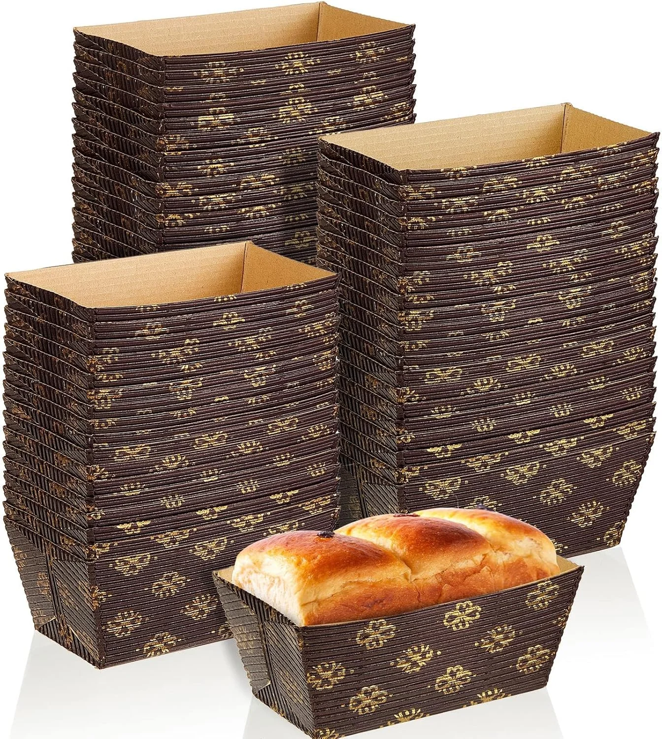 قالب های نان کاغذی کوچک NALACAL، 50 عدد قالب نان کاغذی یکبار مصرف، قالب های مستطیلی کاغذی برای پخت نان سریع، نان کدو تنبل کوچک، ایمن برای مایکروویو و فریزر (3.1 x 1.5 x 1.7 اینچ)