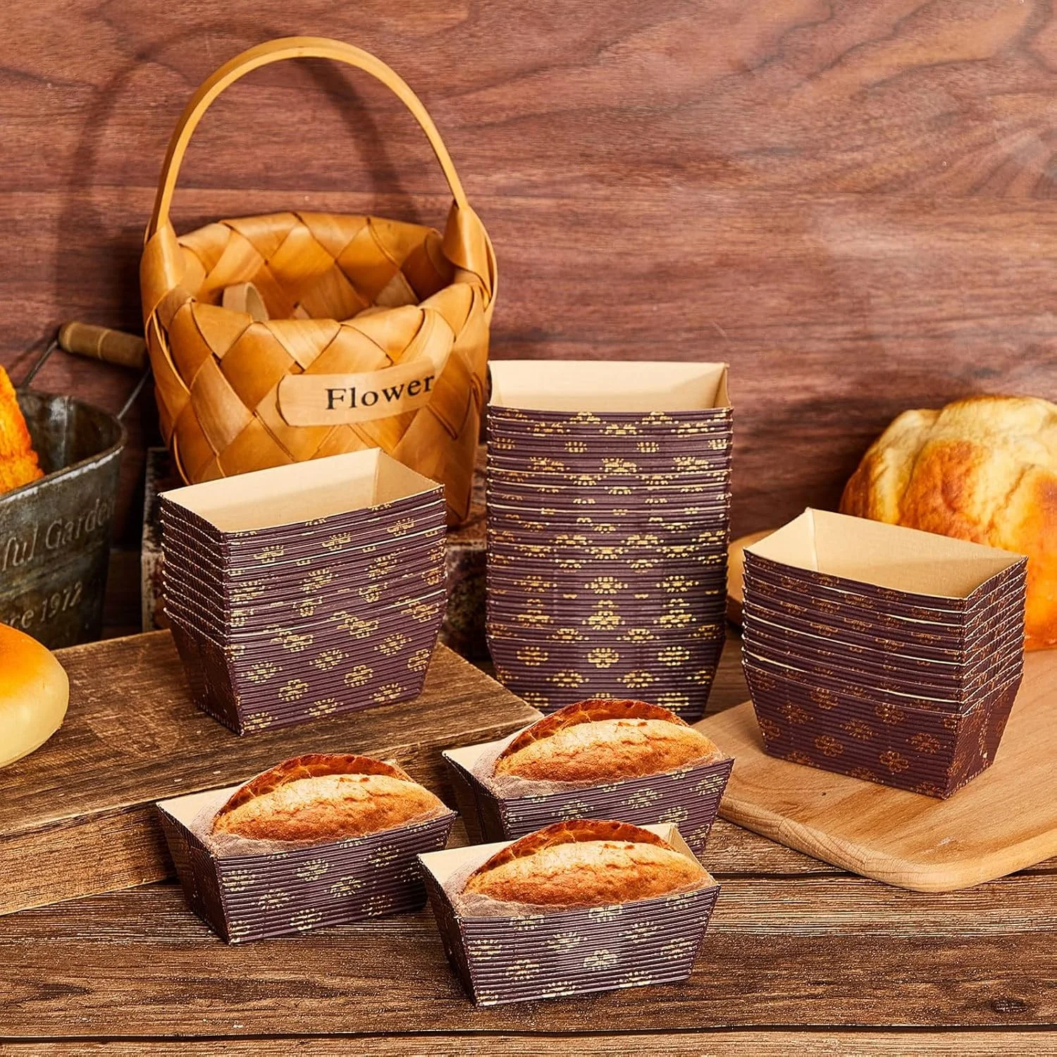 قالب های نان کاغذی کوچک NALACAL، 50 عدد قالب نان کاغذی یکبار مصرف، قالب های مستطیلی کاغذی برای پخت نان سریع، نان کدو تنبل کوچک، ایمن برای مایکروویو و فریزر (3.1 x 1.5 x 1.7 اینچ)