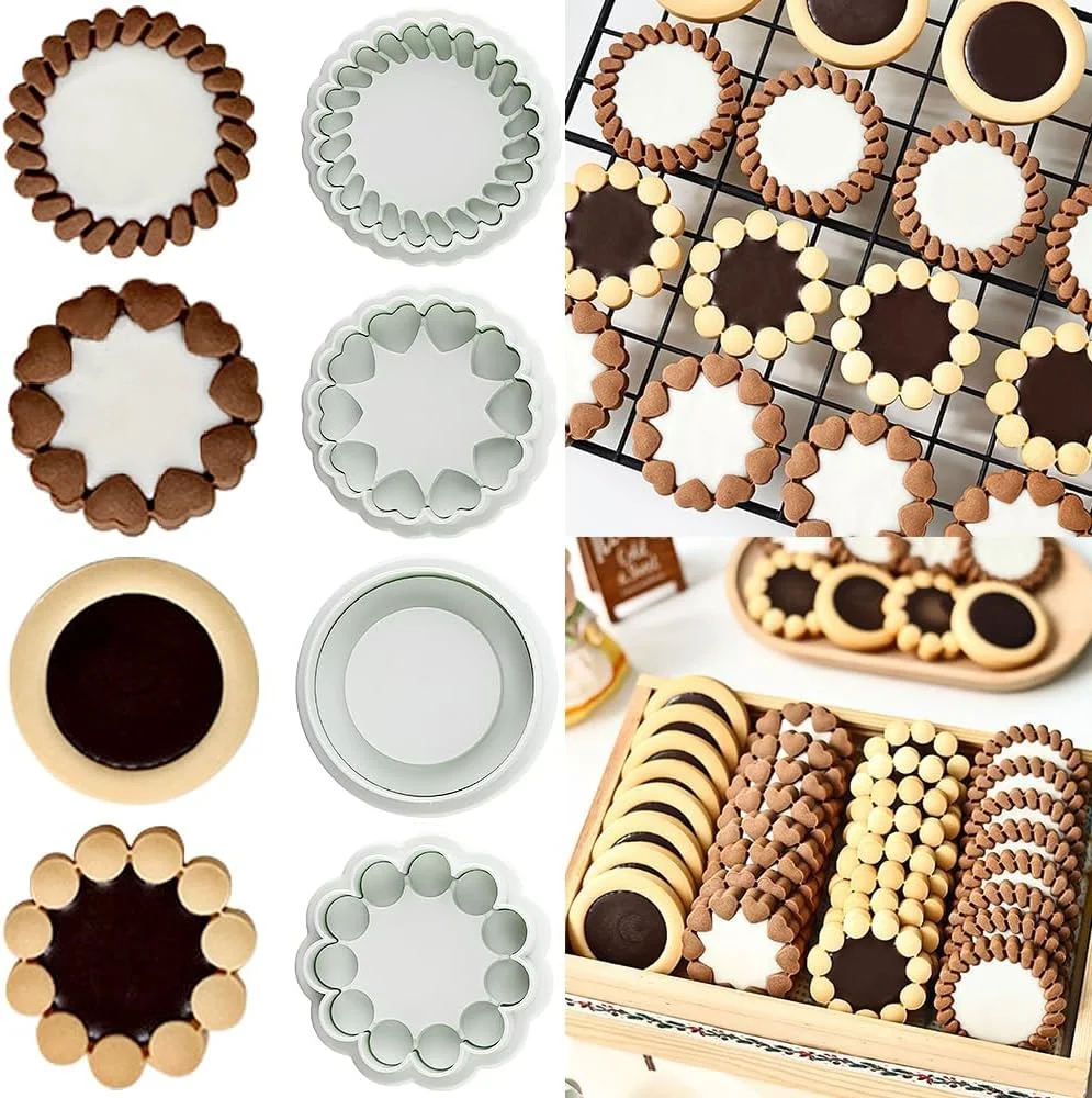 برشگر کوکی سه بعدی گل NALACAL، برشگر بیسکویت مربایی برای پخت، مهر کوکی پلاستیکی، قالب فشاری کوکی، کوکی ساندویچی، قالب کوکی پیستونی، قالب فوندانت برای آشپزخانه خانگی