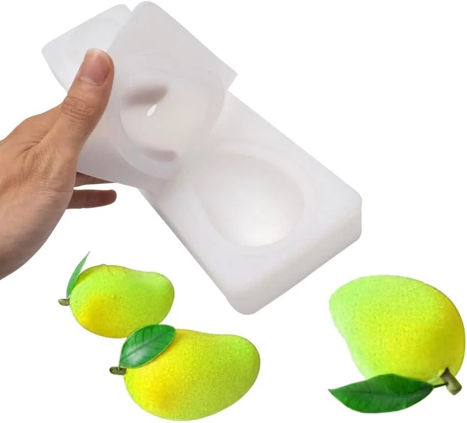 قالب سیلیکونی دسر mostsom، قالب سیلیکونی کیک برای پخت، قالب فوندانت، قالب میوه ای برای شکر، آب نبات، ژله، لوازم قنادی، قالب شکلات (2 عدد انبه I_13.6x3.8x1.4 اینچ)