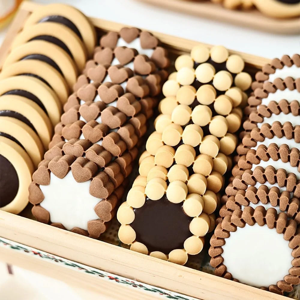 برشگر کوکی سه بعدی گل NALACAL، برشگر بیسکویت مربایی برای پخت، مهر کوکی پلاستیکی، قالب فشاری کوکی، کوکی ساندویچی، قالب کوکی پیستونی، قالب فوندانت برای آشپزخانه خانگی