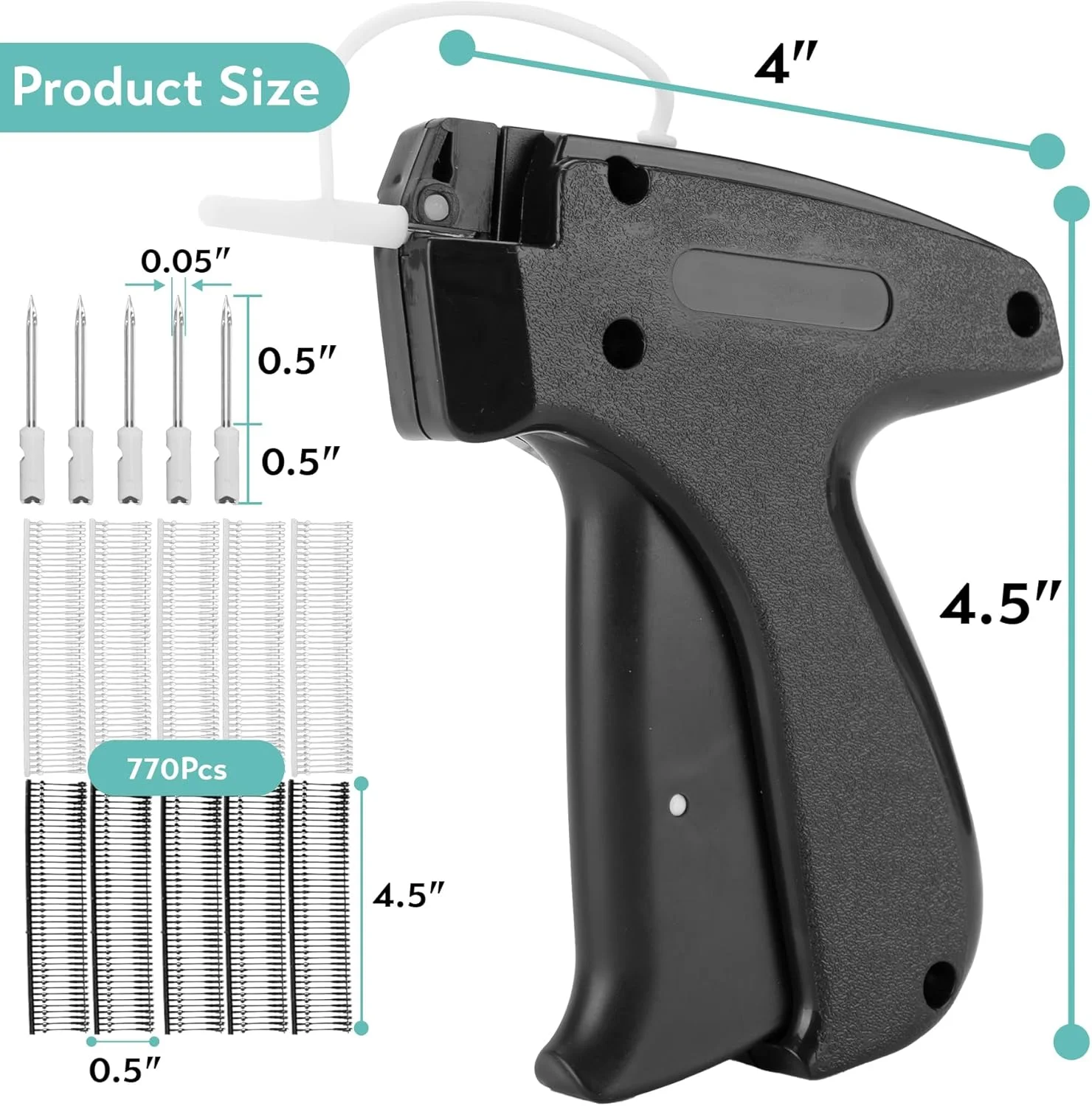 تفنگ اتیکت زن لباس با جعبه، کیت تفنگ برچسب قیمت استاندارد خرده فروشی، دارای 6 سوزن، 1000 بست میکرو، مناسب برای فروشگاه، انبار، امانت فروشی، حراجی و غیره (مشکی)