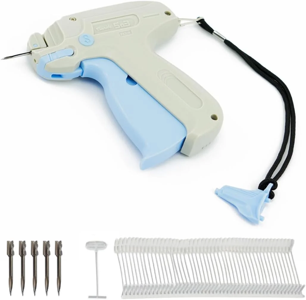 تفنگ برچسب زن استاندارد Pokornys Banok 503S به همراه 5 سوزن یدکی + 5000 بست Banok Microspace 40 mm - تفنگ بست برای اتصال برچسب قیمت به پارچه های نساجی مانند لباس و غیره