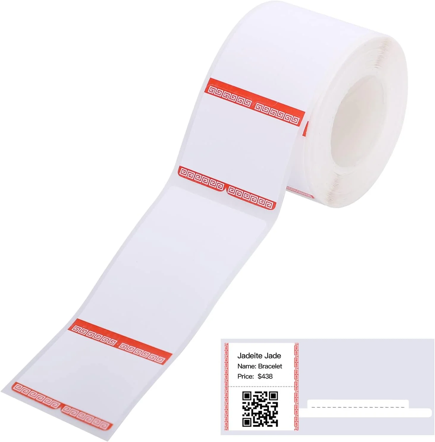 برچسب قیمت جواهرات Irovami، کاغذ استیکر حرارتی چاپی، خود چسب، ضد آب، ضد روغن، مقاوم در برابر پارگی، نوار برچسب برای دستگاه چاپگر حرارتی سری DP23، 1 رول 30x25mm+45mm 100 عدد