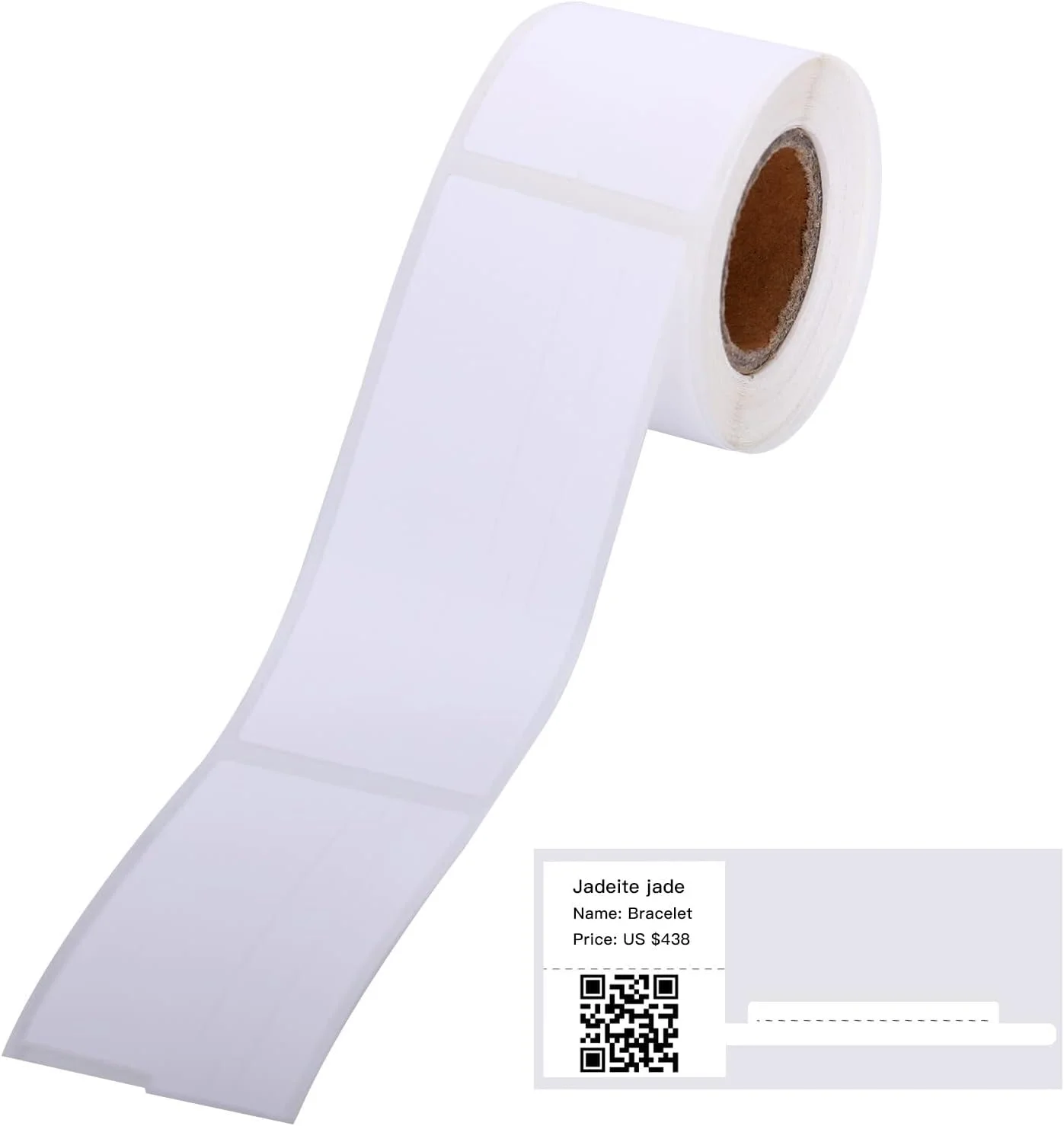 برچسب قیمت جواهرات Fawoonu، کاغذ برچسب حرارتی، خود چسب، ضد آب، ضد روغن، مقاوم در برابر پارگی، نوار برچسب برای دستگاه چاپگر حرارتی سری DP23، 1 رول 30x25mm+45mm 100